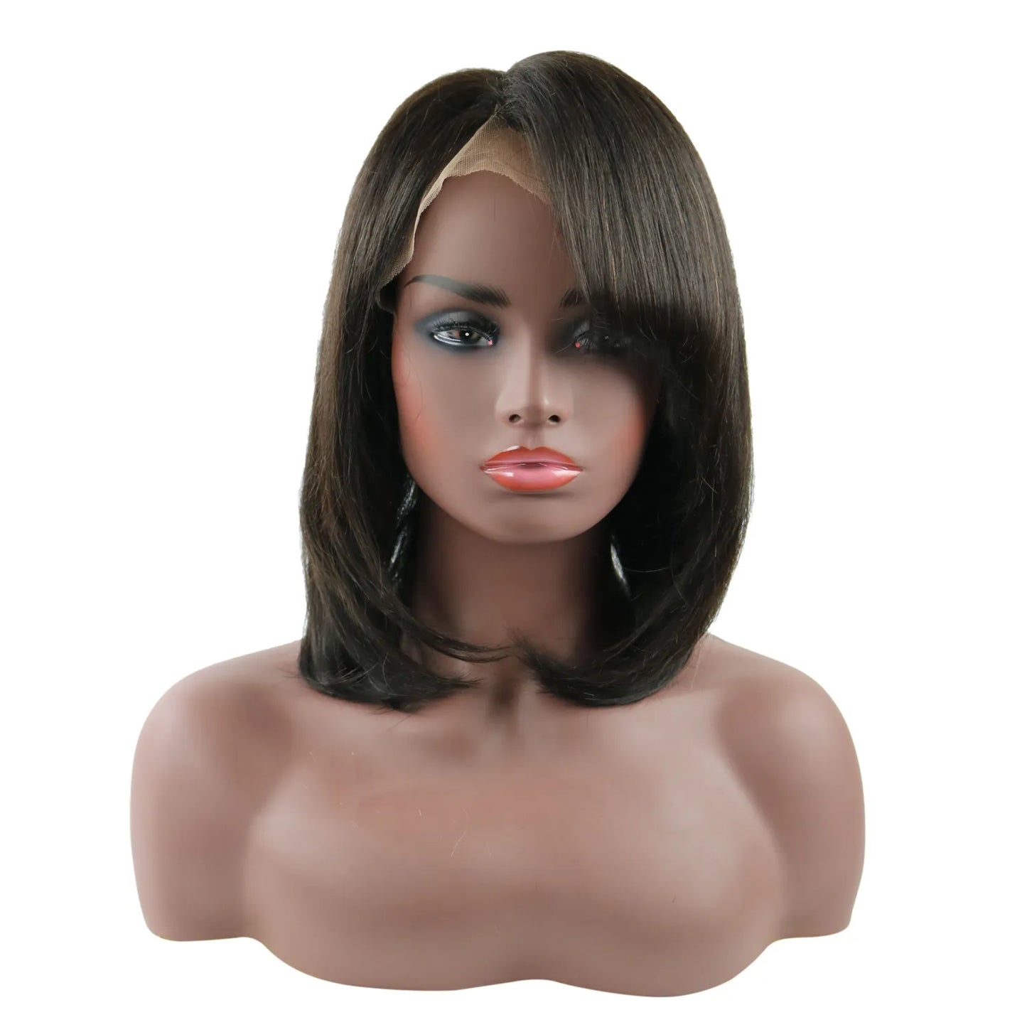 Medium Straight Lace Front Wigs Human Hair 12 Inches