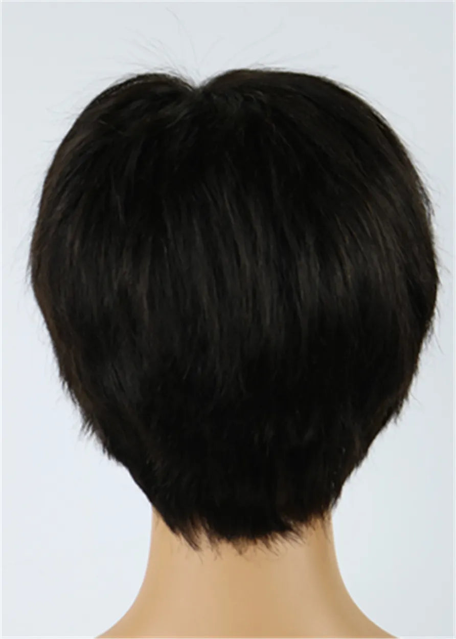 Jennifer Hudson Pixie Dark Brown Layered Celebrity Short Natural African American Wigs Human Hair Full Lace 6 Inches