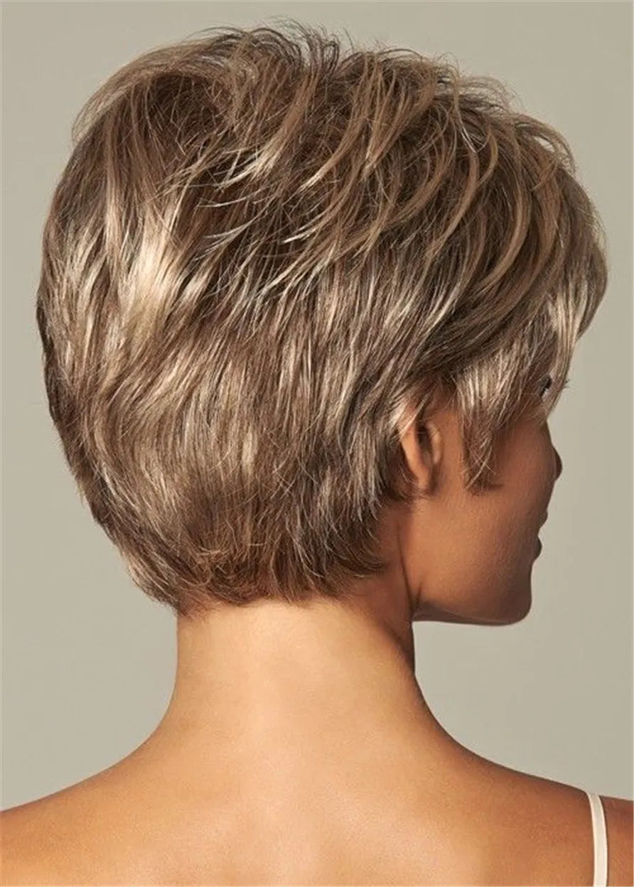 Short Layered Synthetic Capless Black Women Wigs
