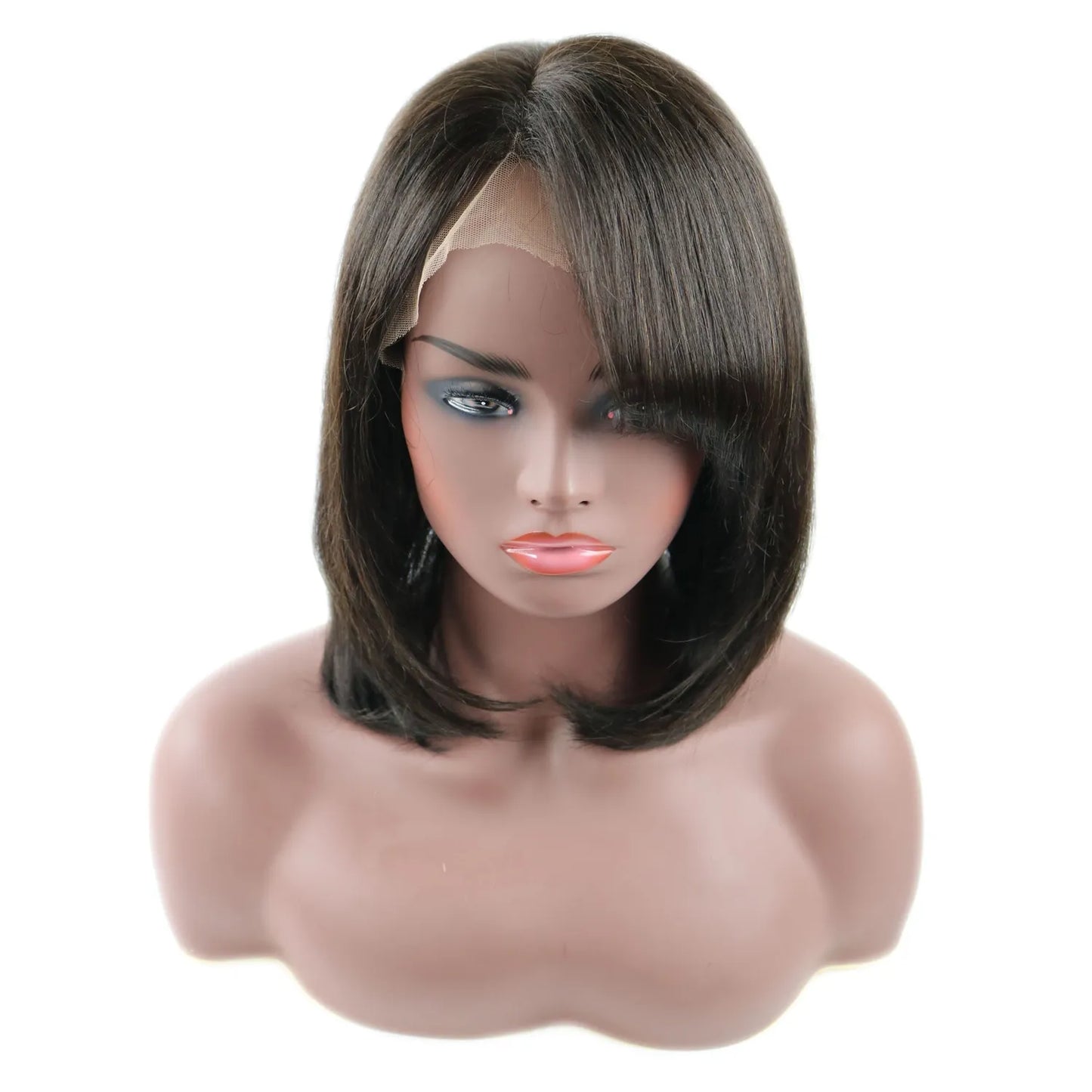 Medium Straight Lace Front Wigs Human Hair 12 Inches