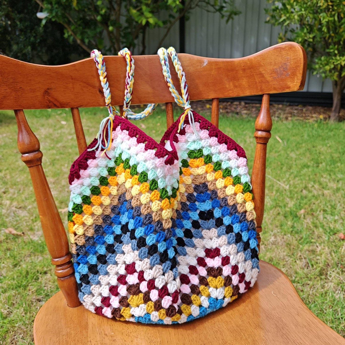 Handmade Rainbow Meadow Crochet Bag, Soft Shoulder Bag &amp; Tote, Gift for Her