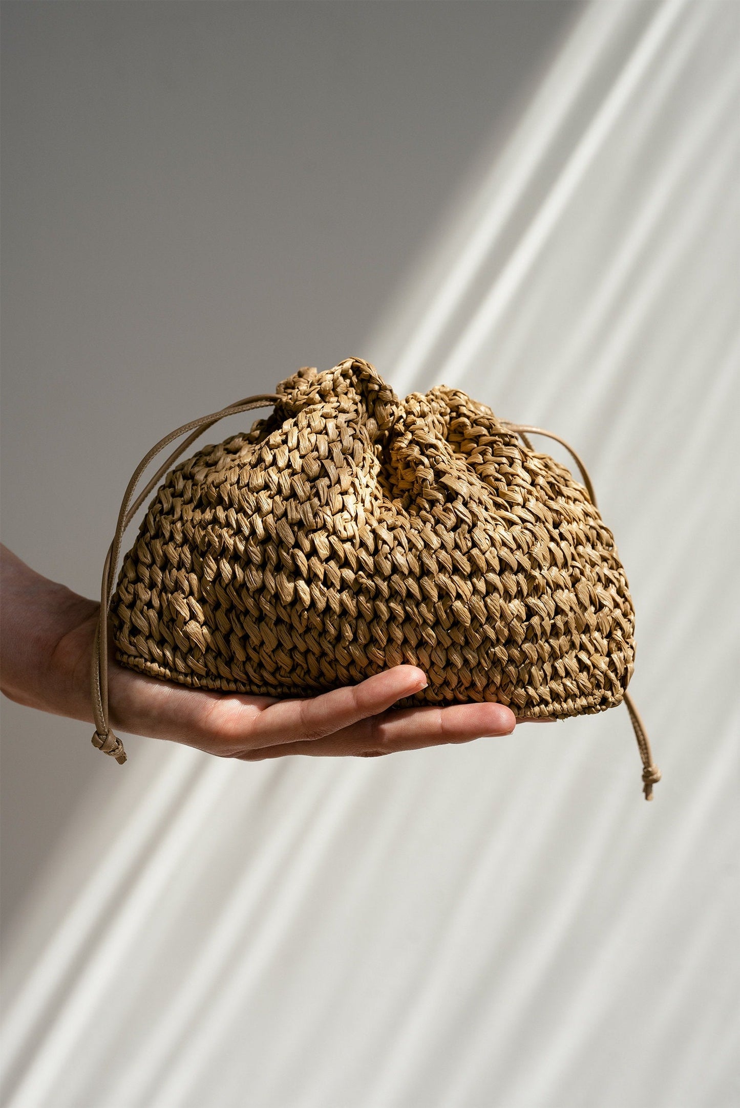 Raffia Pouch Bag, Crochet Raffia Handbag, Short Strap Crossbody, Summer Wrist Bag, Minimal Straw Bag, Red Mini Bag — The Aster Raffia Pouch