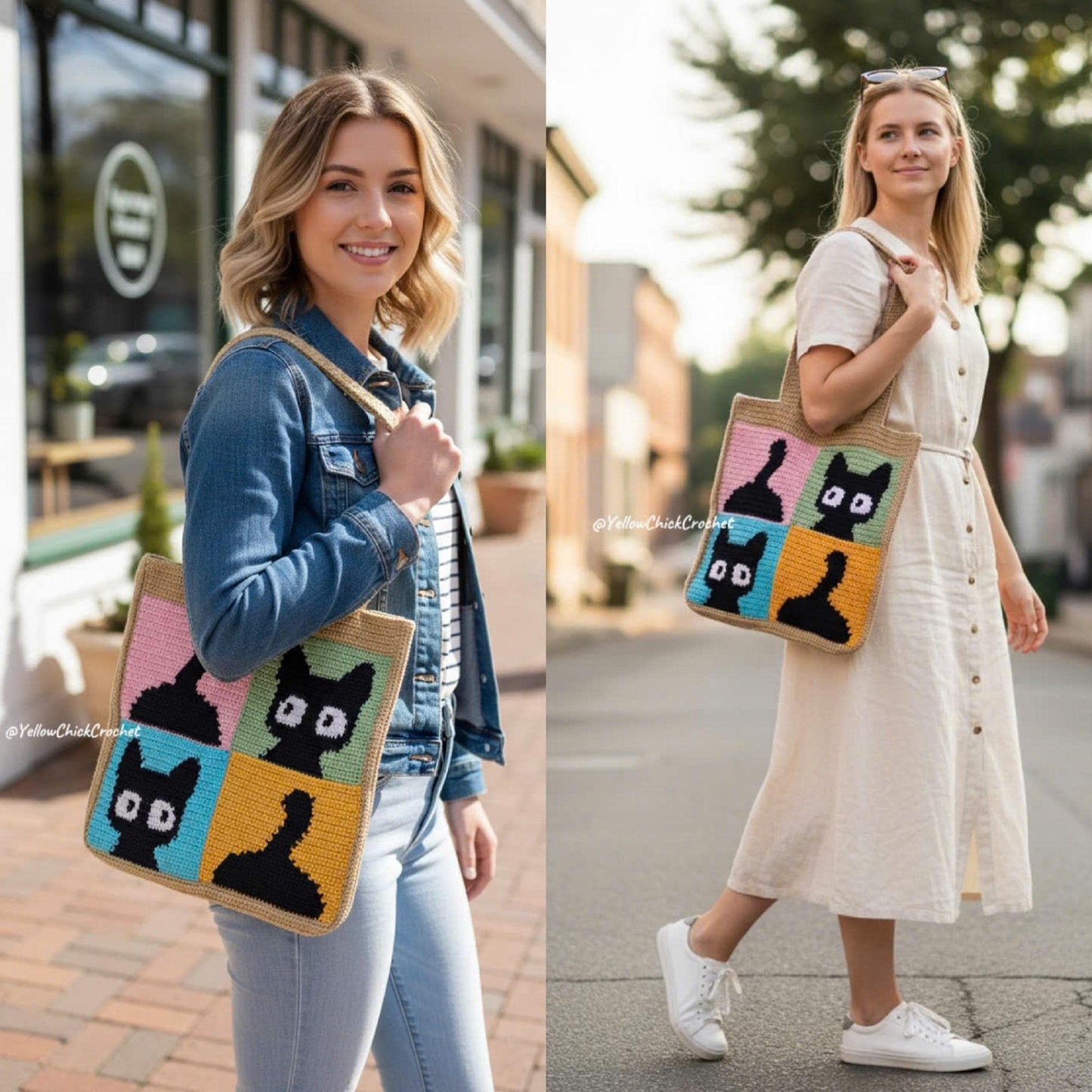 Handmade Pixel Crochet Cat Bag â€?Cute Custom Cat Tote Purse for Cat Lovers, Unique Gift for Birthday, Mother’s Day, Easter