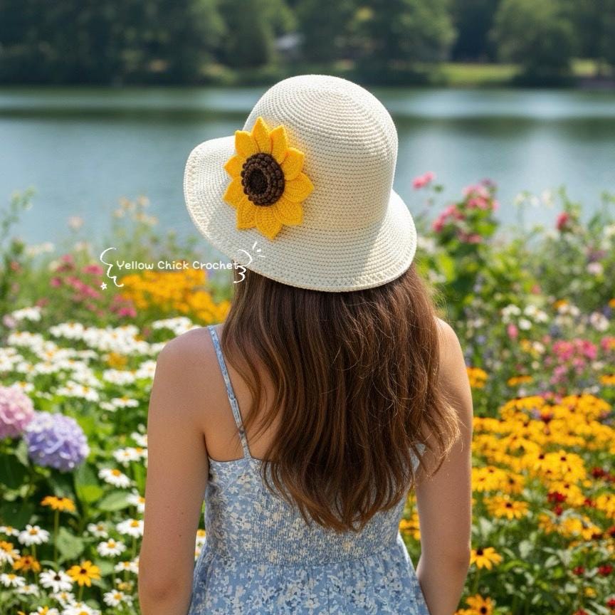 Sunflower Crochet Bag, Matching Hat Set, Crossbody &amp; Handheld,Lined, Zippered, Mother's Day Gift, Gift for Her, Easter Gift, Sunflower lover