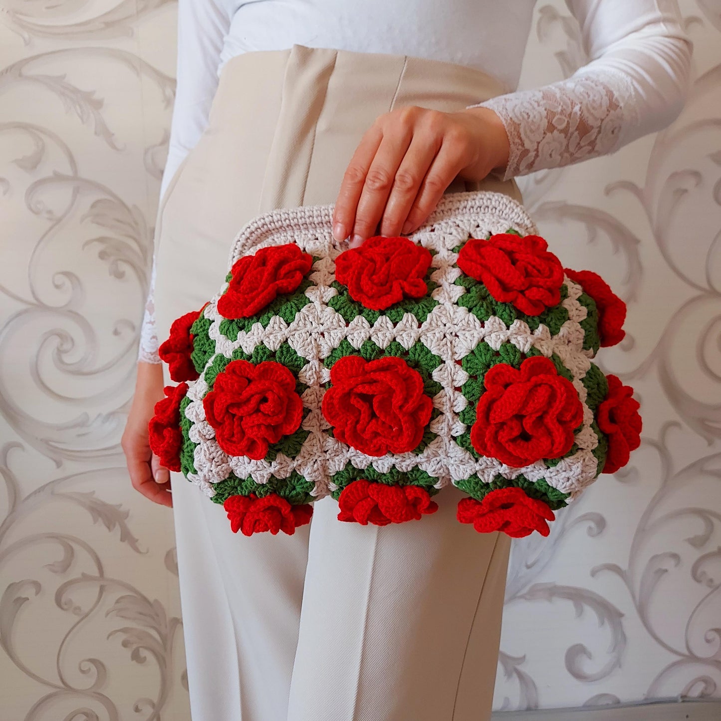 Handmade Sunflower Crochet Clutch Bag: Granny Square Purse, Gift for- her, Galentine's Day Gifts Bag
