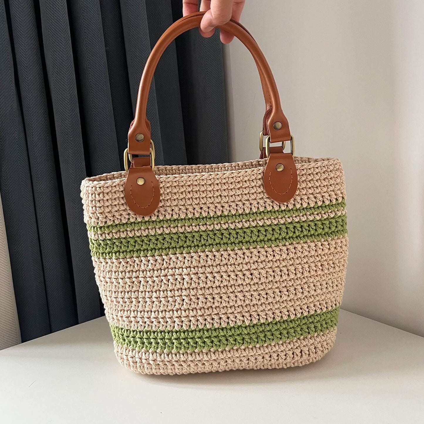 Terra Crochet Tote, Handmade Cotton Bag, Handbag Gift for Her