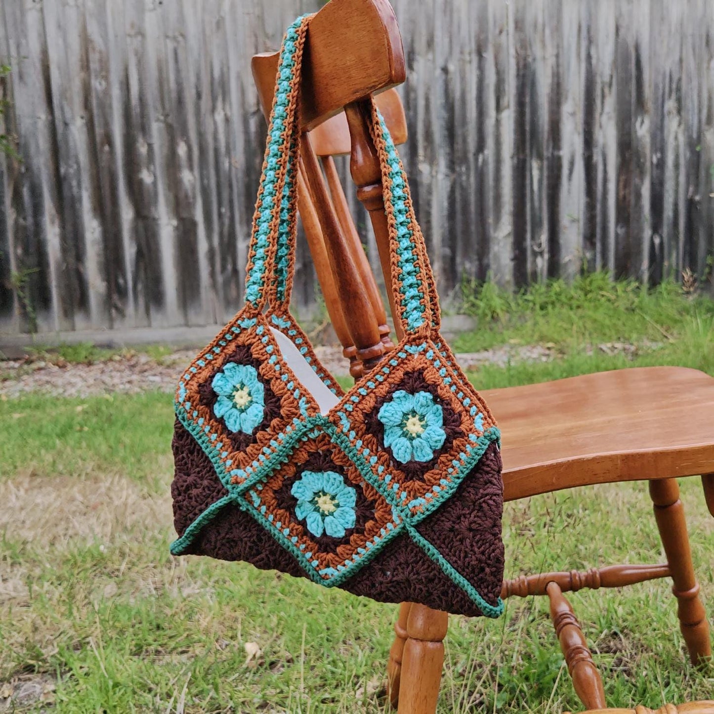 Handmade Woodland Bloom Crochet Tote, Soft Shoulder Bag, Gift for Her