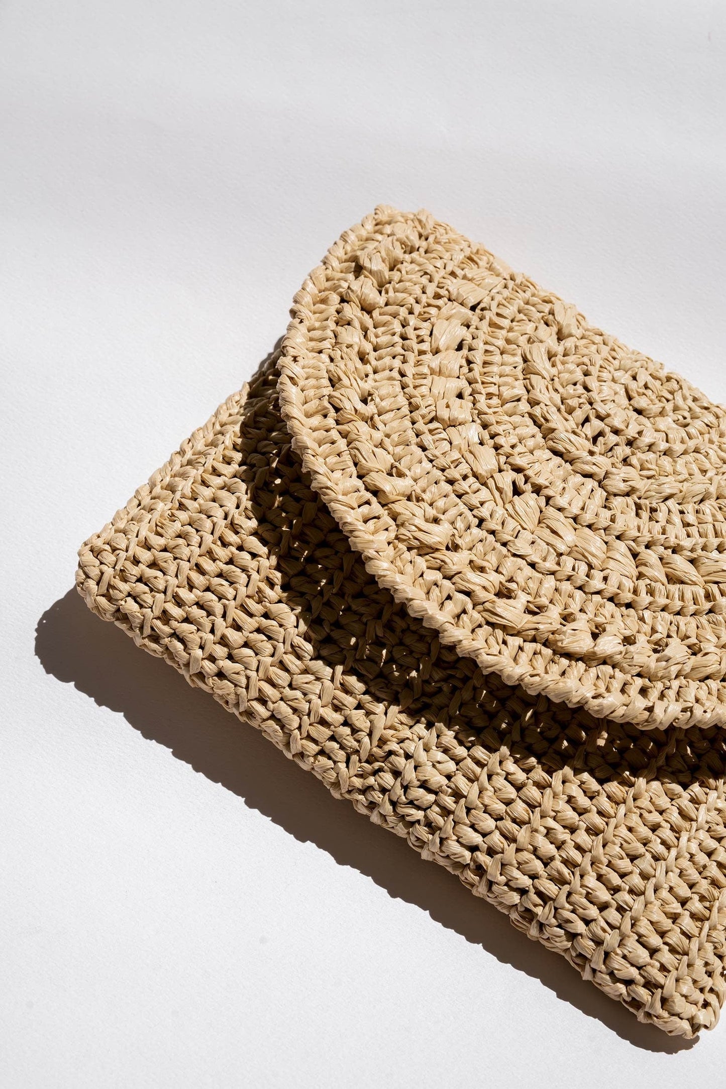 Crochet Raffia Clutch in Tan, Straw Summer Bag, Raffia Clutch Handbag, Tan Crochet Summer Bag, Crochet Straw Clutch  — Marigold Bag