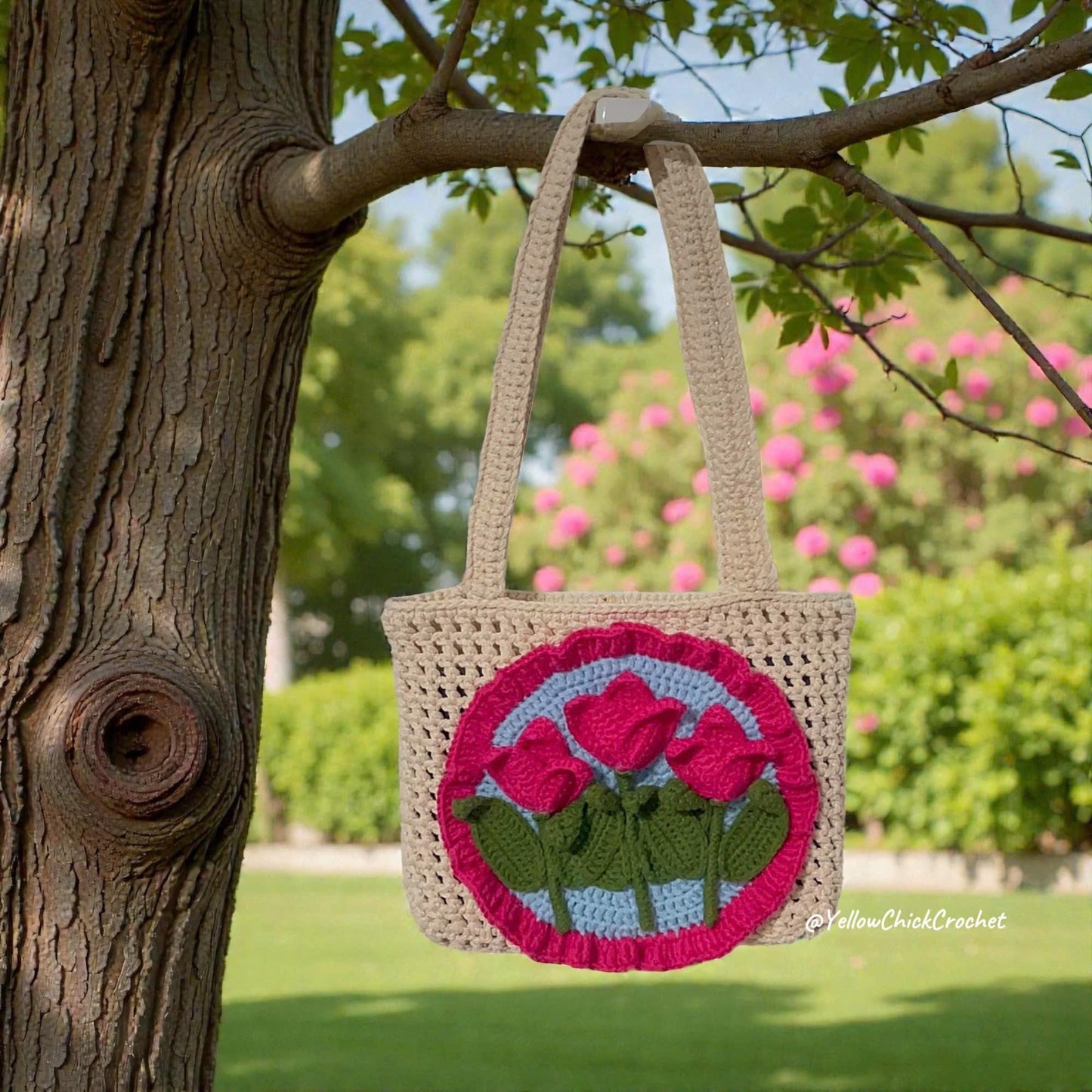 Unique Tulip Crochet Tote Bag â€?Handmade Floral Shoulder Bag â€?Spring Summer Purse â€?Mother’s Day &amp; Easter Gift for Her