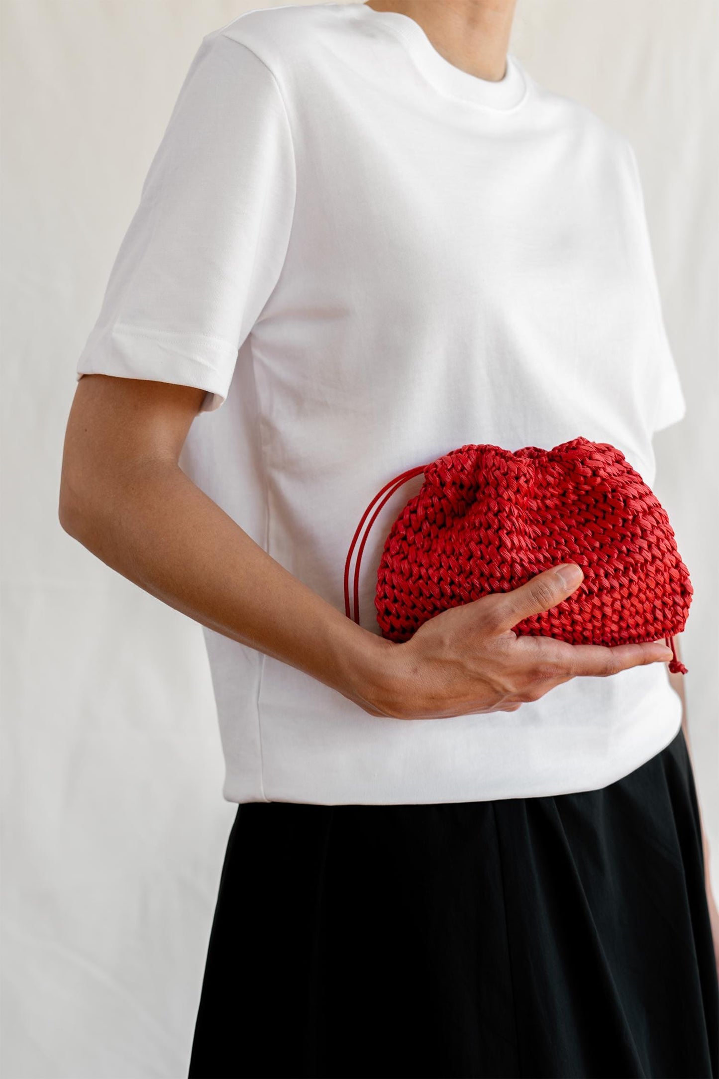 Raffia Pouch Bag, Crochet Raffia Handbag, Short Strap Crossbody, Summer Wrist Bag, Minimal Straw Bag, Red Mini Bag — The Aster Raffia Pouch
