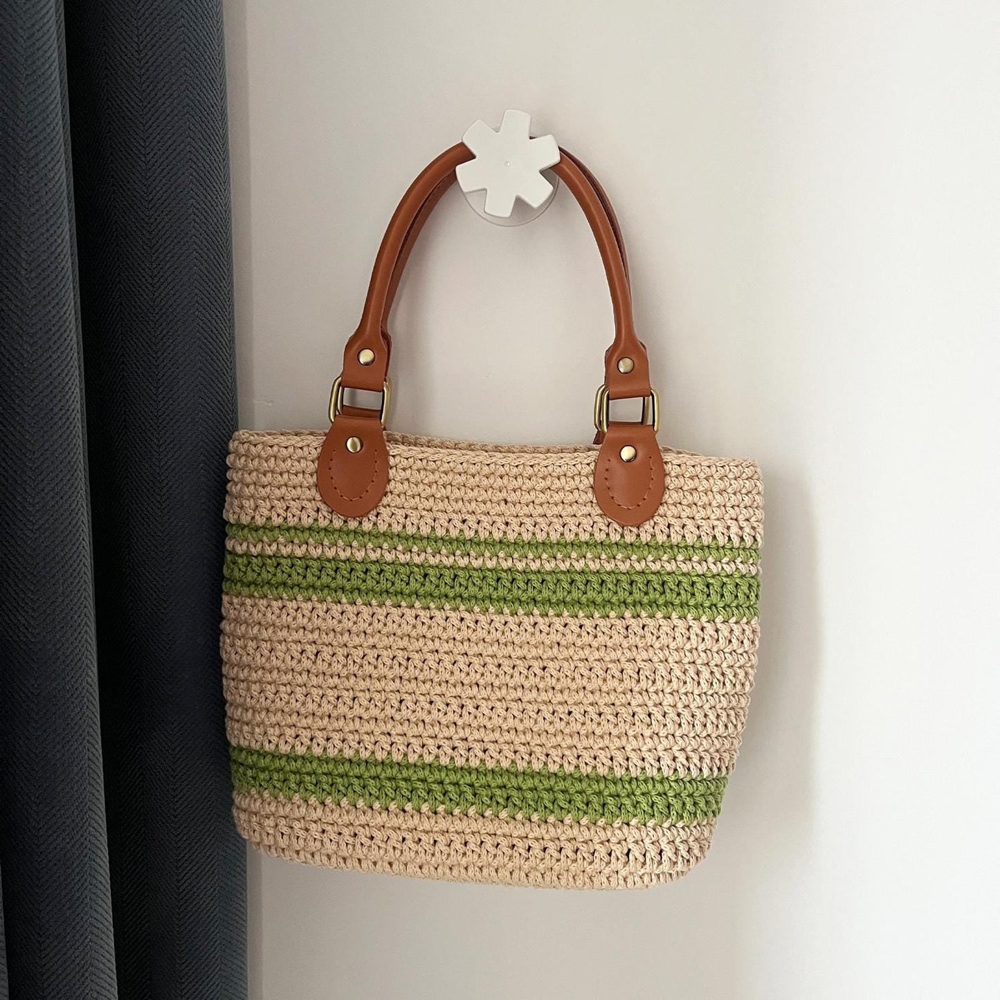Terra Crochet Tote, Handmade Cotton Bag, Handbag Gift for Her