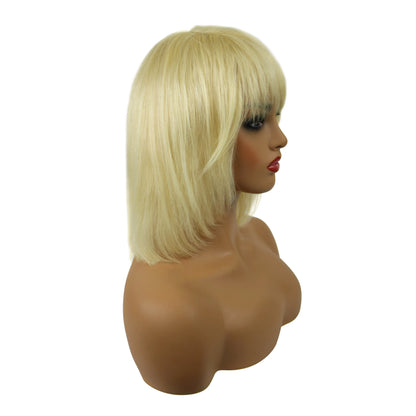 Short Natural Elegant Bob Straight Human Hair Capless Women Wig 10 Inches