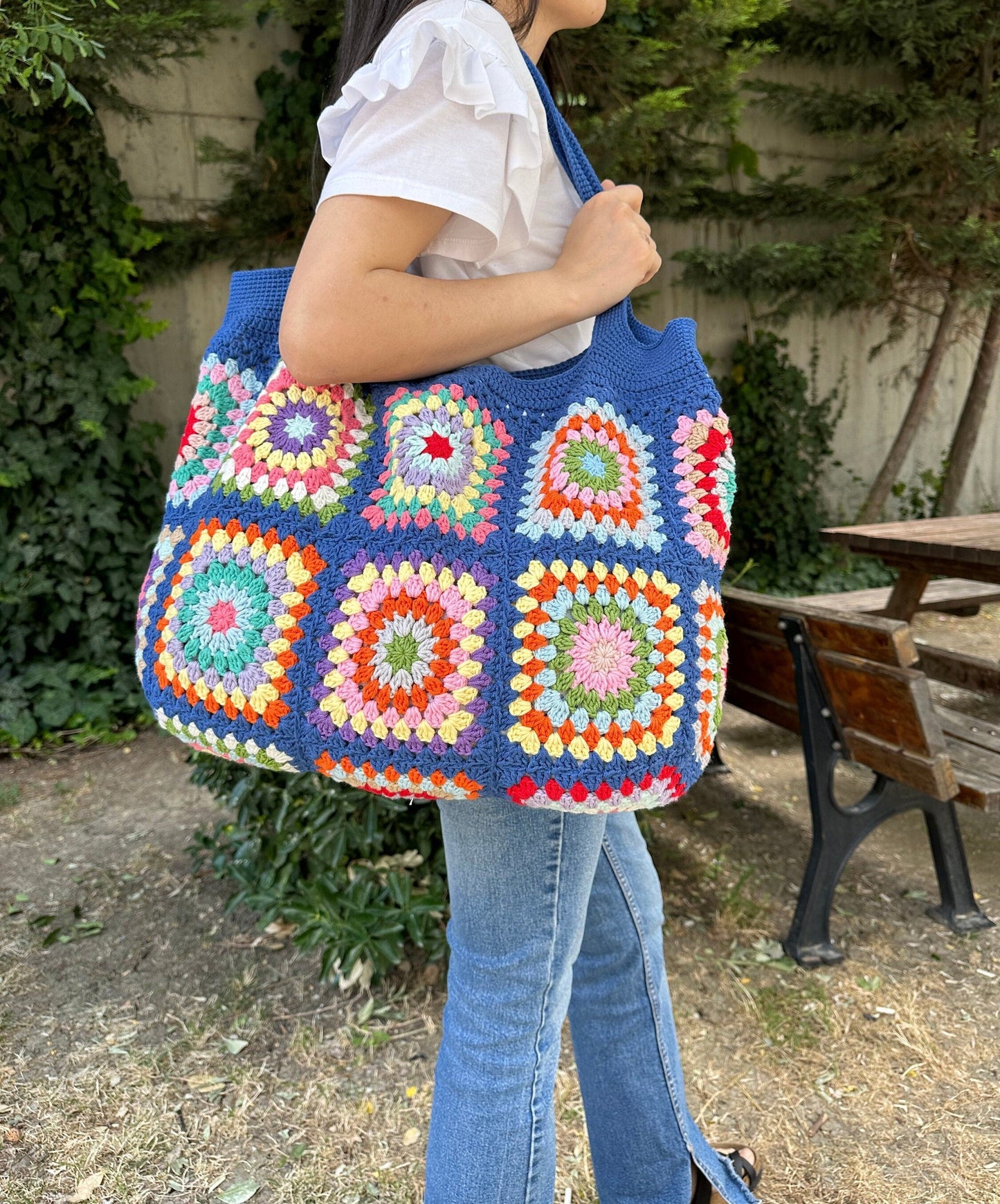 Handmade Granny Square Crochet Bag: Boho Shoulder Bag, Large Crossbody  Hobo Bag, Handbags  Women
