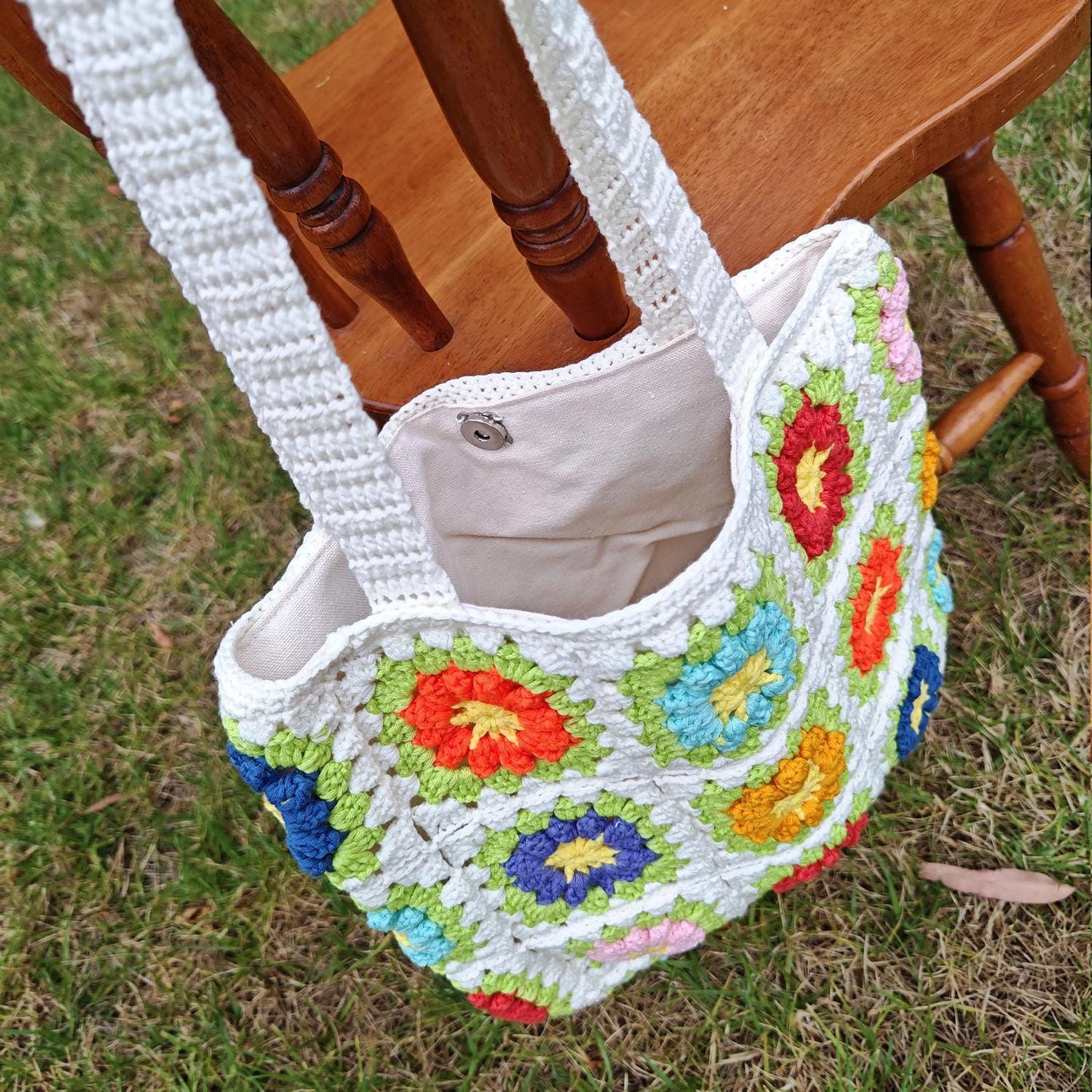 Handmade Sunny Garden Crochet Bag, Soft Shoulder Bag &amp; Tote, Gift for Her