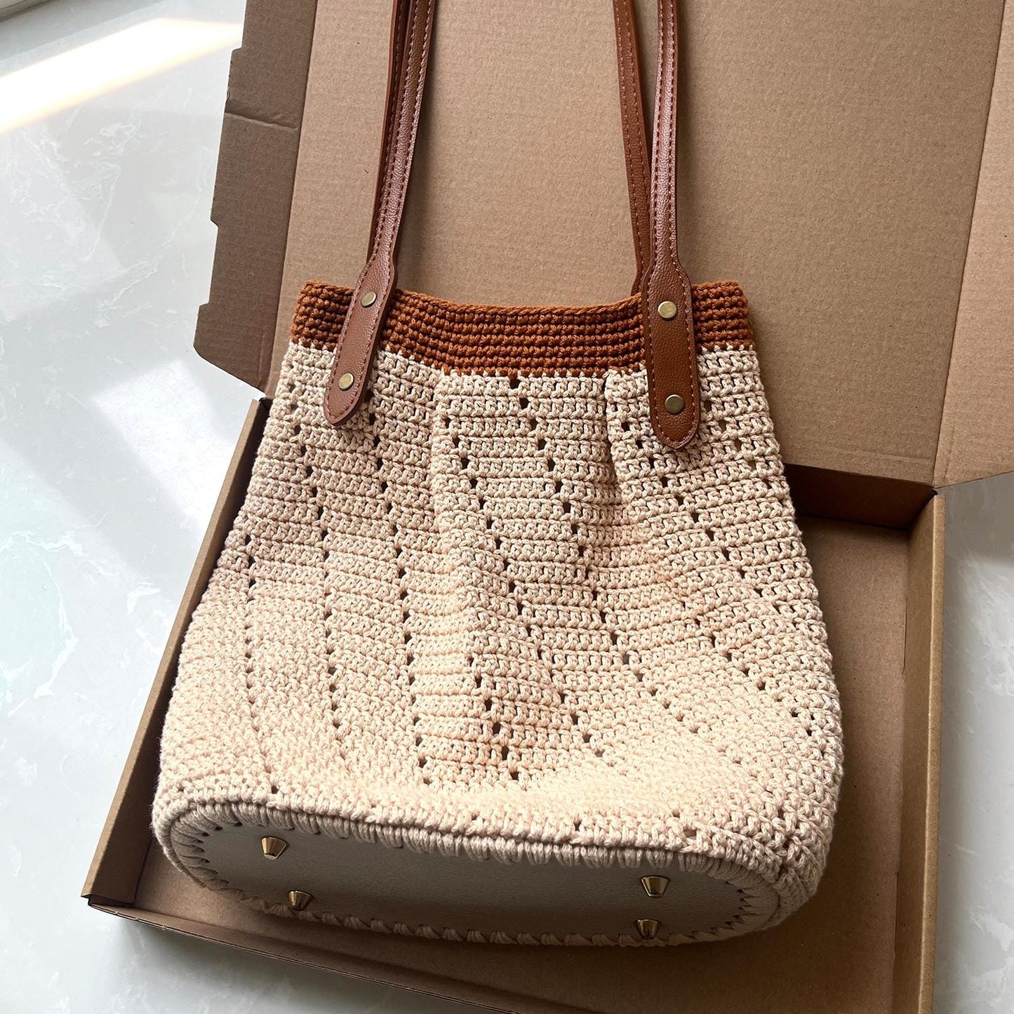 Sienna Crochet Tote, Handmade Shoulder Bag, Handbag Gift for Her