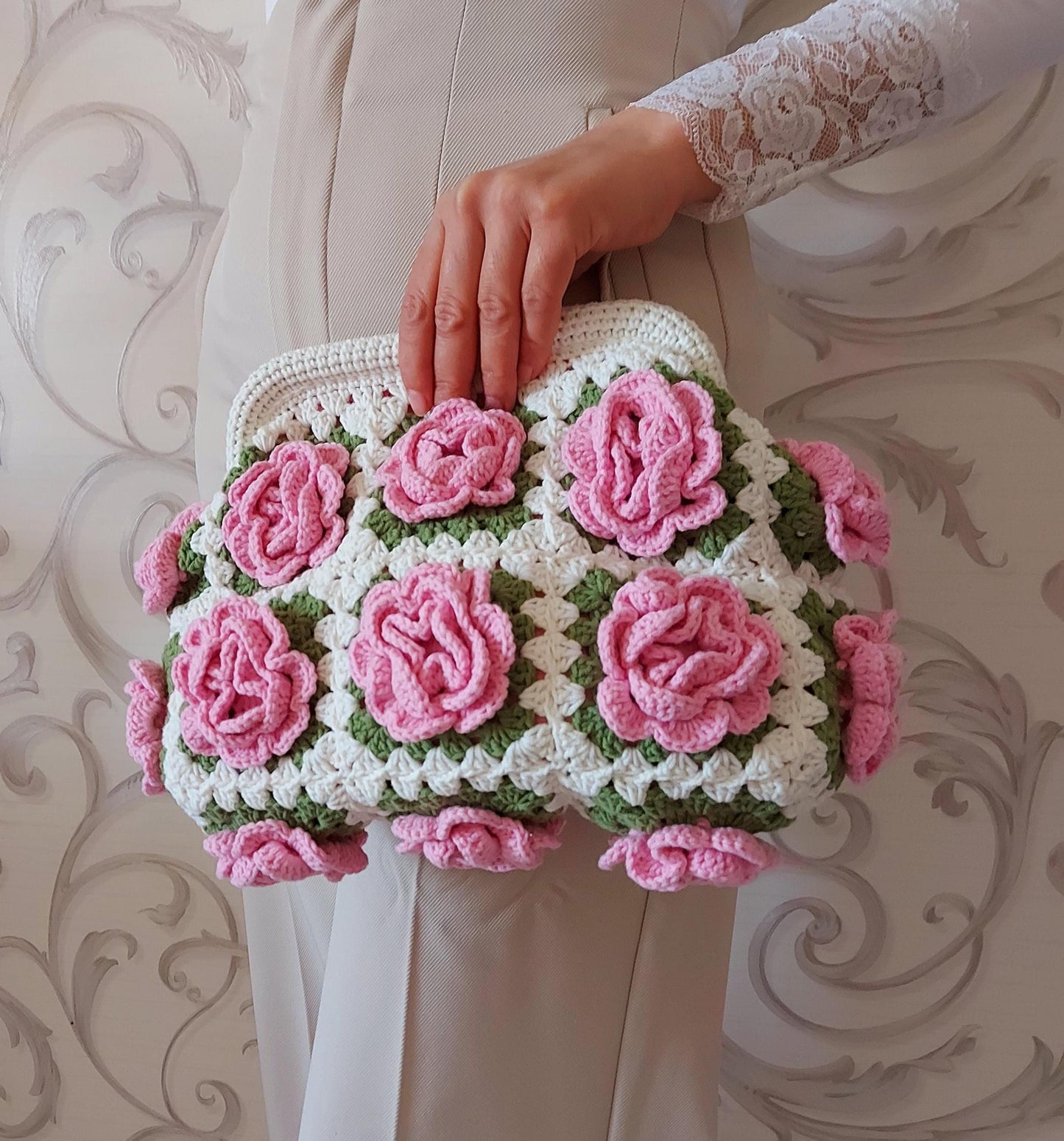 Handmade Sunflower Crochet Clutch Bag: Granny Square Purse, Gift for- her, Galentine's Day Gifts Bag
