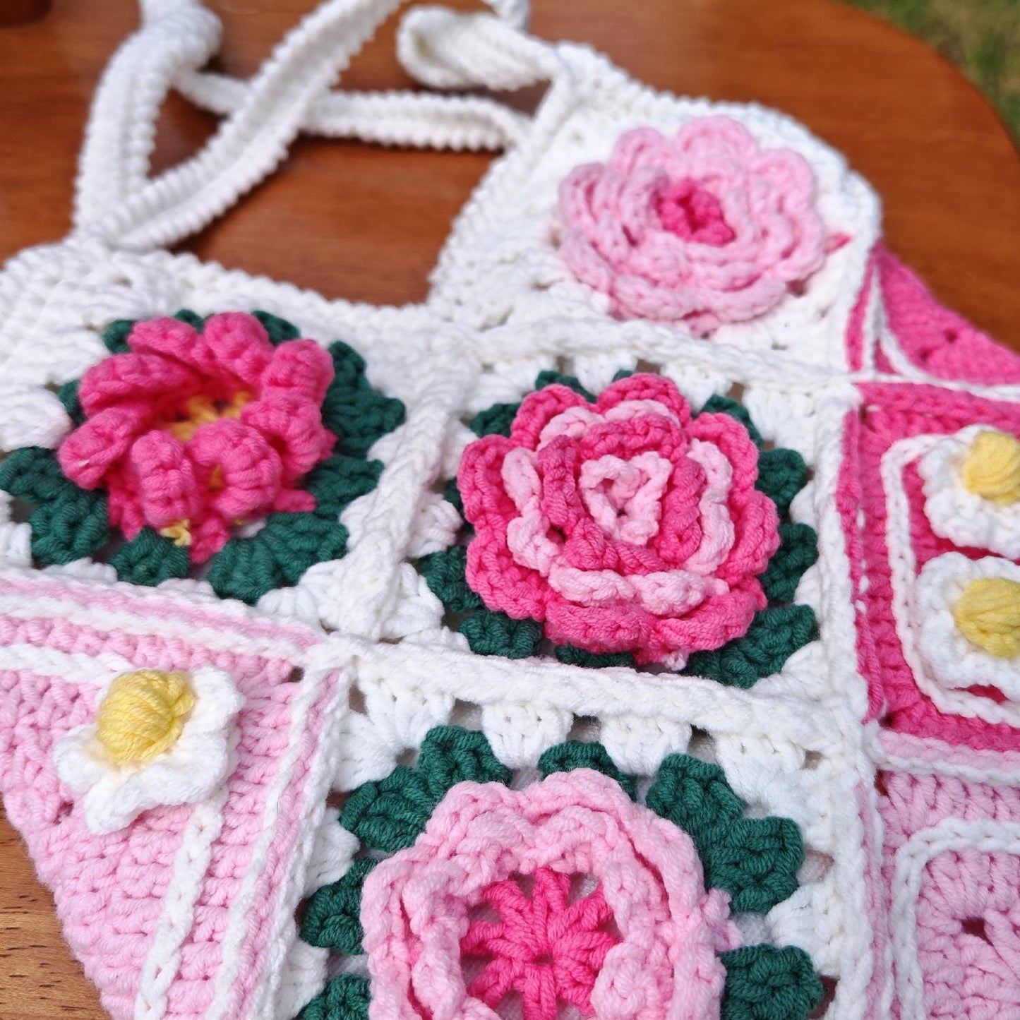 Handmade Cottage Bloom Crochet Bag, Soft Shoulder Bag &amp; Tote, Gift for Her