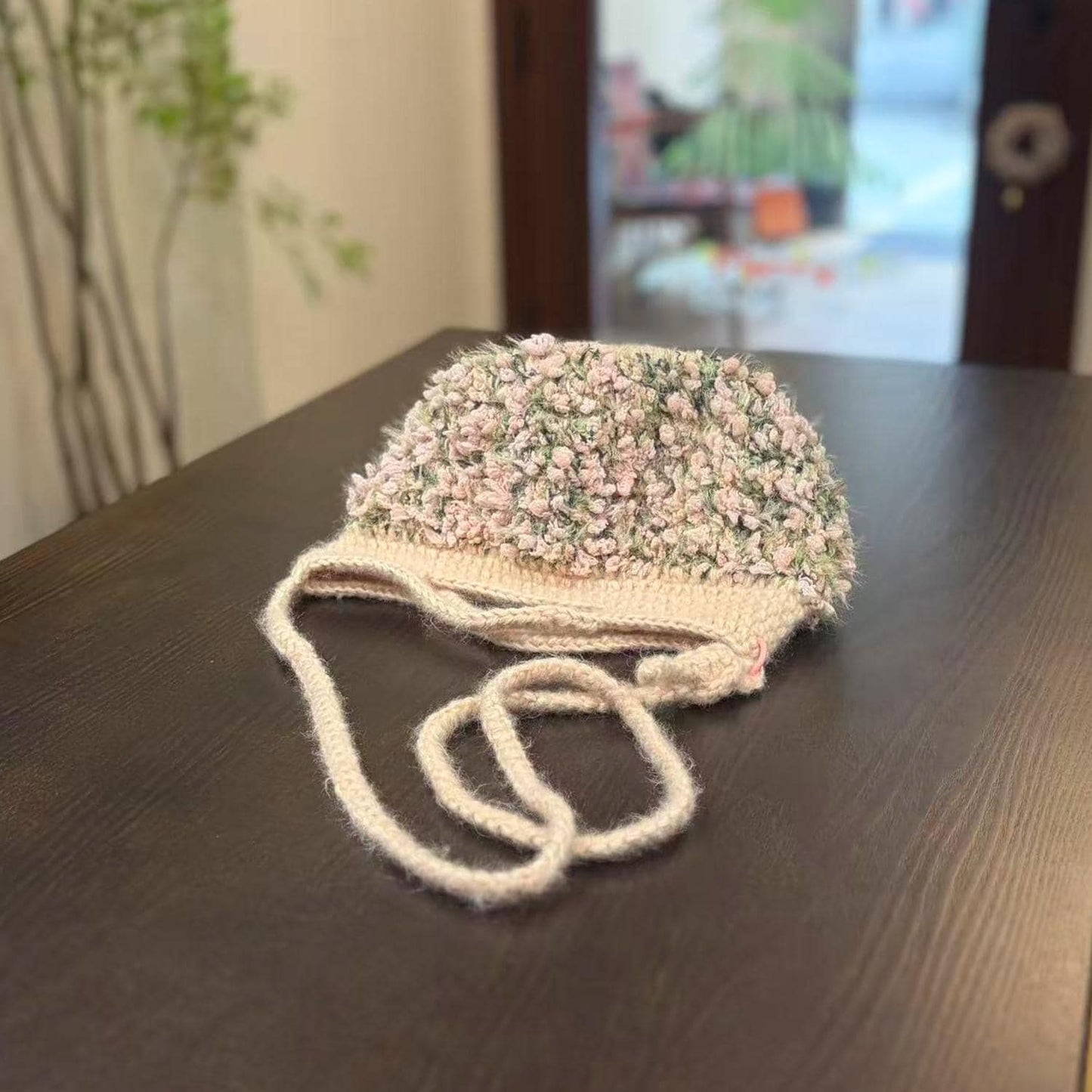 Handmade Crochet Tote Bag, Monet Garden Shoulder Bag, Handbag Gift for Her