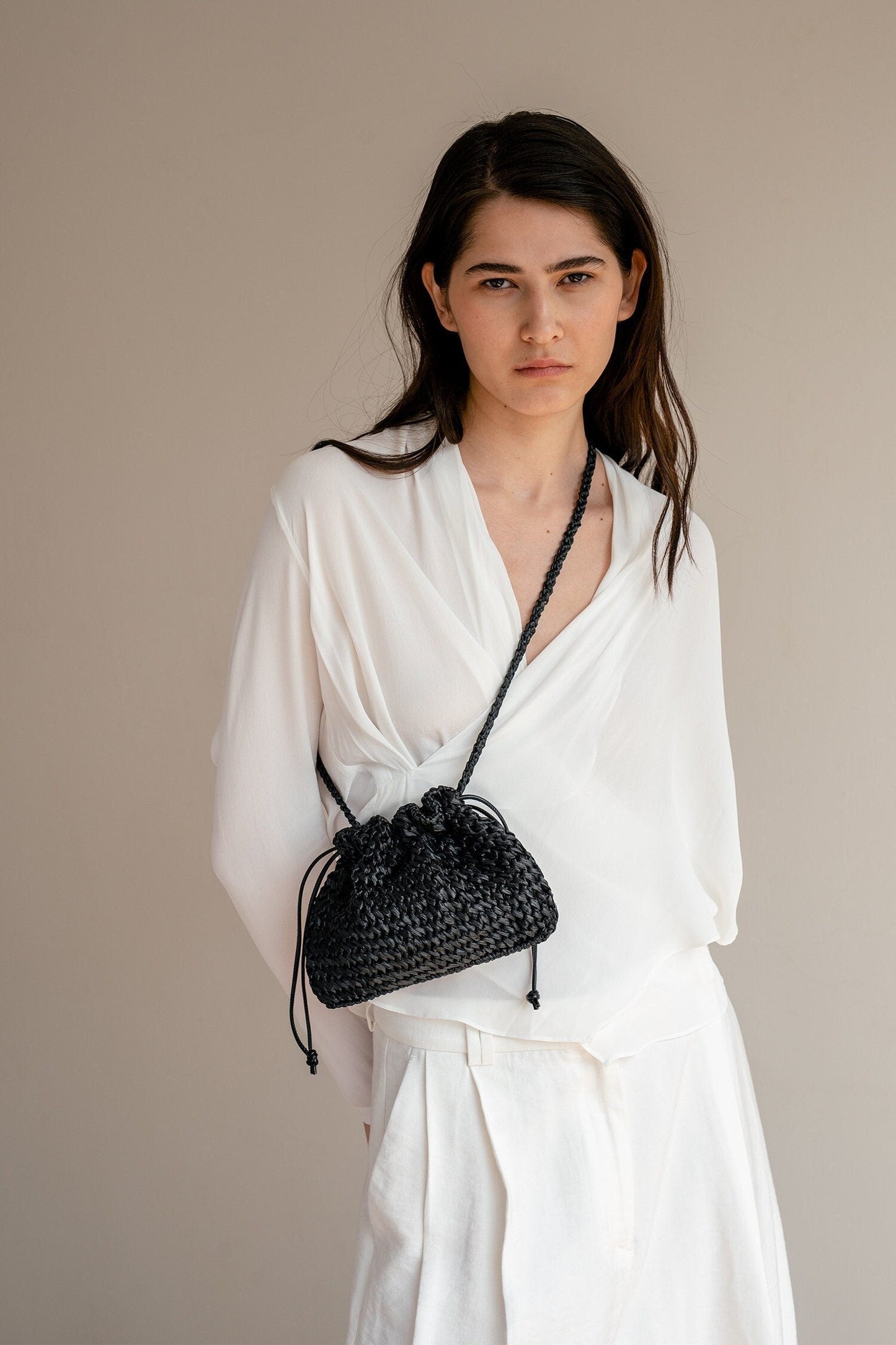 Raffia Pouch Bag, Crochet Raffia Handbag, Short Strap Crossbody, Summer Wrist Bag, Minimal Straw Bag, Mini Bag — The Aster Raffia Pouch