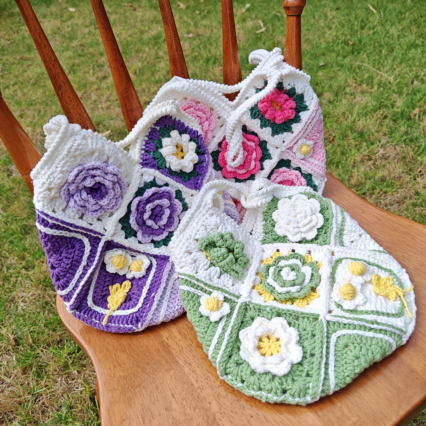 Handmade Cottage Bloom Crochet Bag, Soft Shoulder Bag &amp; Tote, Gift for Her