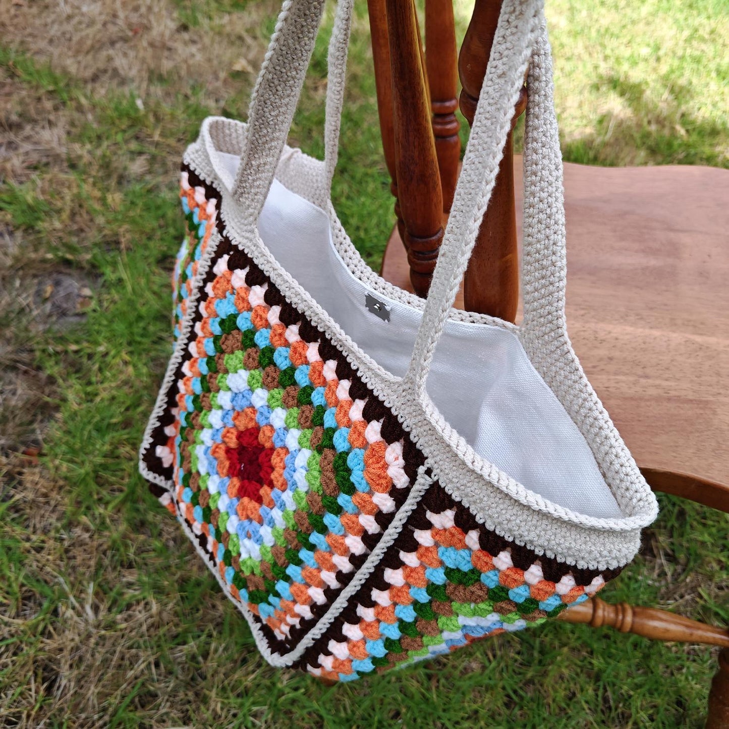 Handmade Retro Granny Square Crochet Bag, Soft Shoulder Bag &amp; Tote, Gift for Her