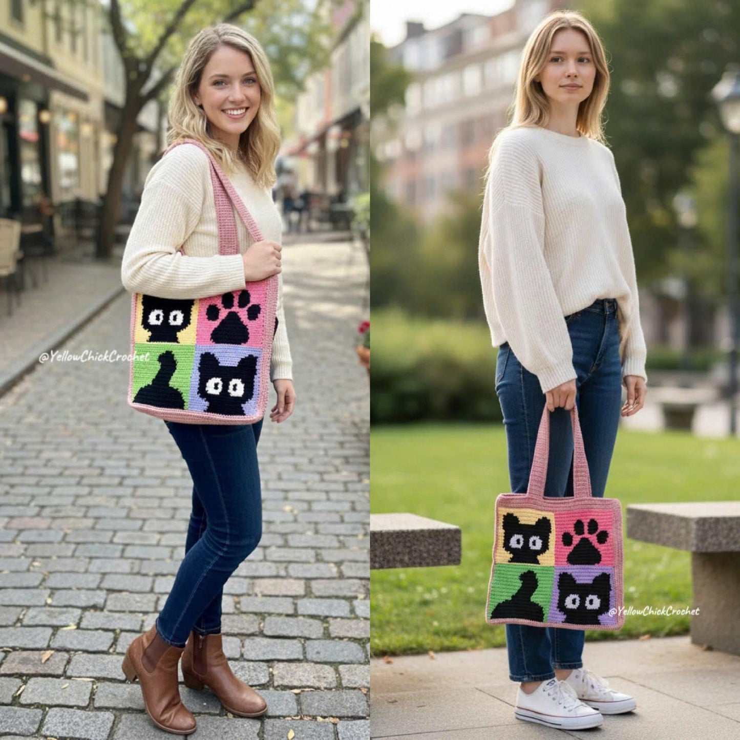 Handmade Pixel Crochet Cat Bag â€?Cute Custom Cat Tote Purse for Cat Lovers, Unique Gift for Birthday, Mother’s Day, Easter