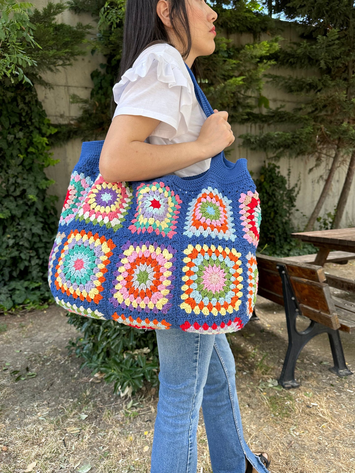 Handmade Granny Square Crochet Bag: Boho Shoulder Bag, Large Crossbody  Hobo Bag, Handbags  Women