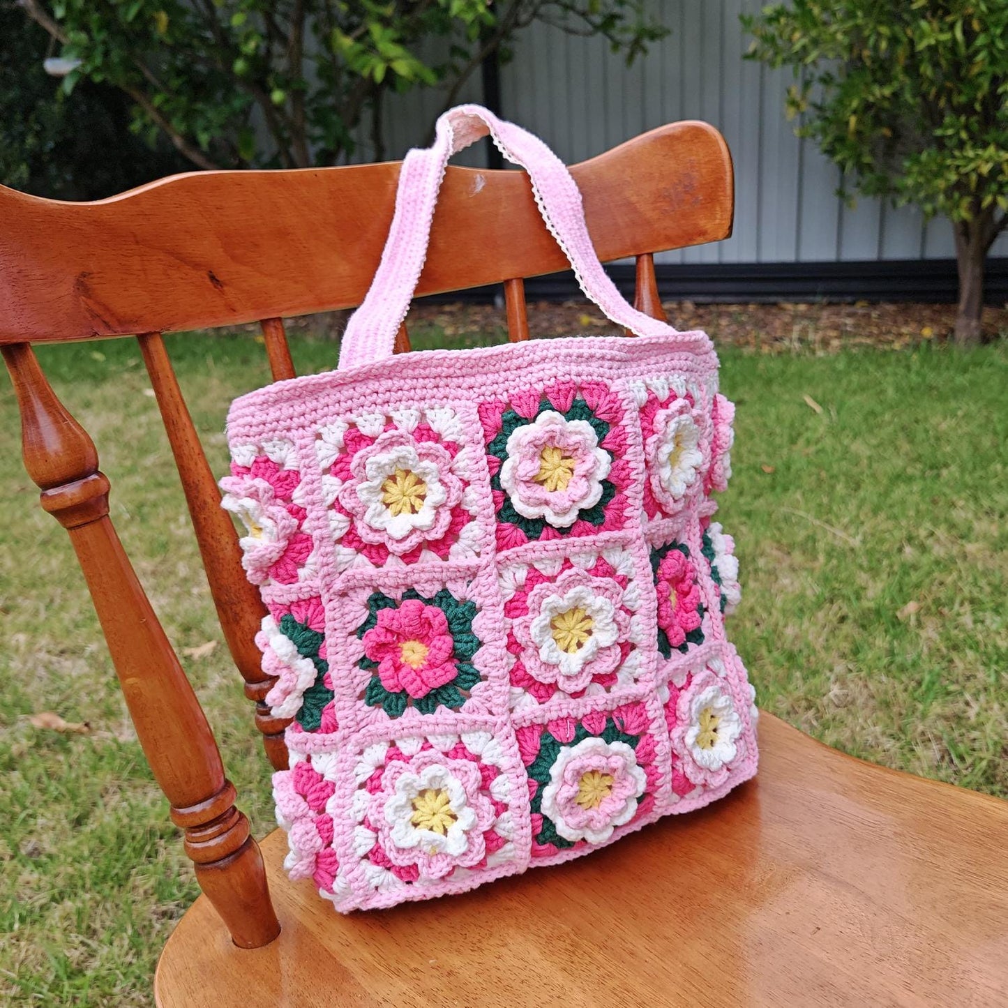 Handmade Camellia Bloom Crochet Tote, Soft Shoulder Bag, Gift for Her