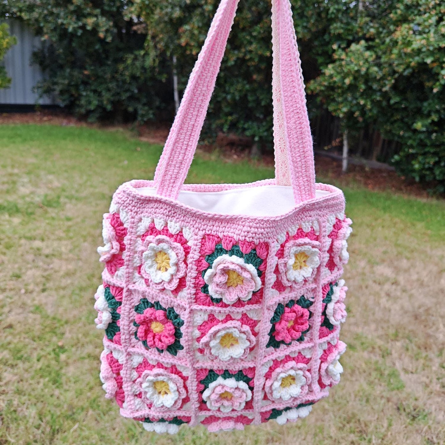 Handmade Camellia Bloom Crochet Tote, Soft Shoulder Bag, Gift for Her