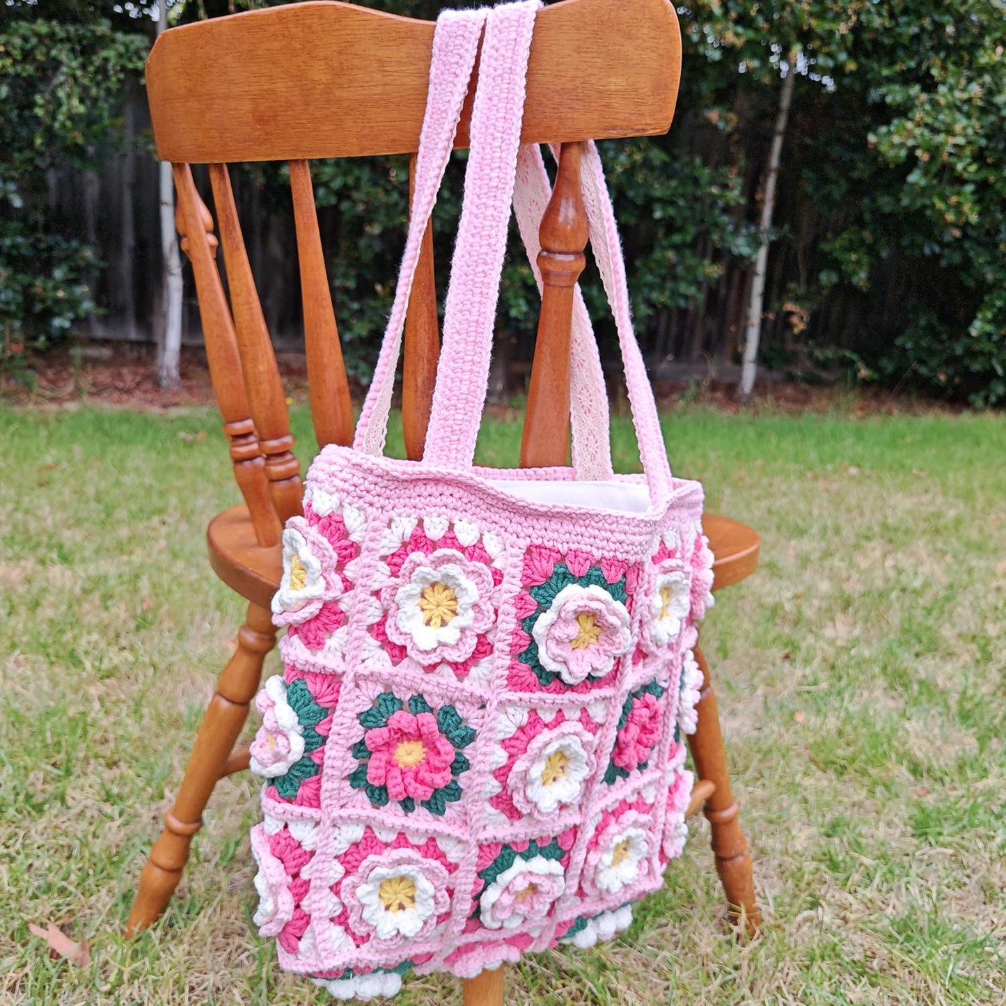 Handmade Camellia Bloom Crochet Tote, Soft Shoulder Bag, Gift for Her