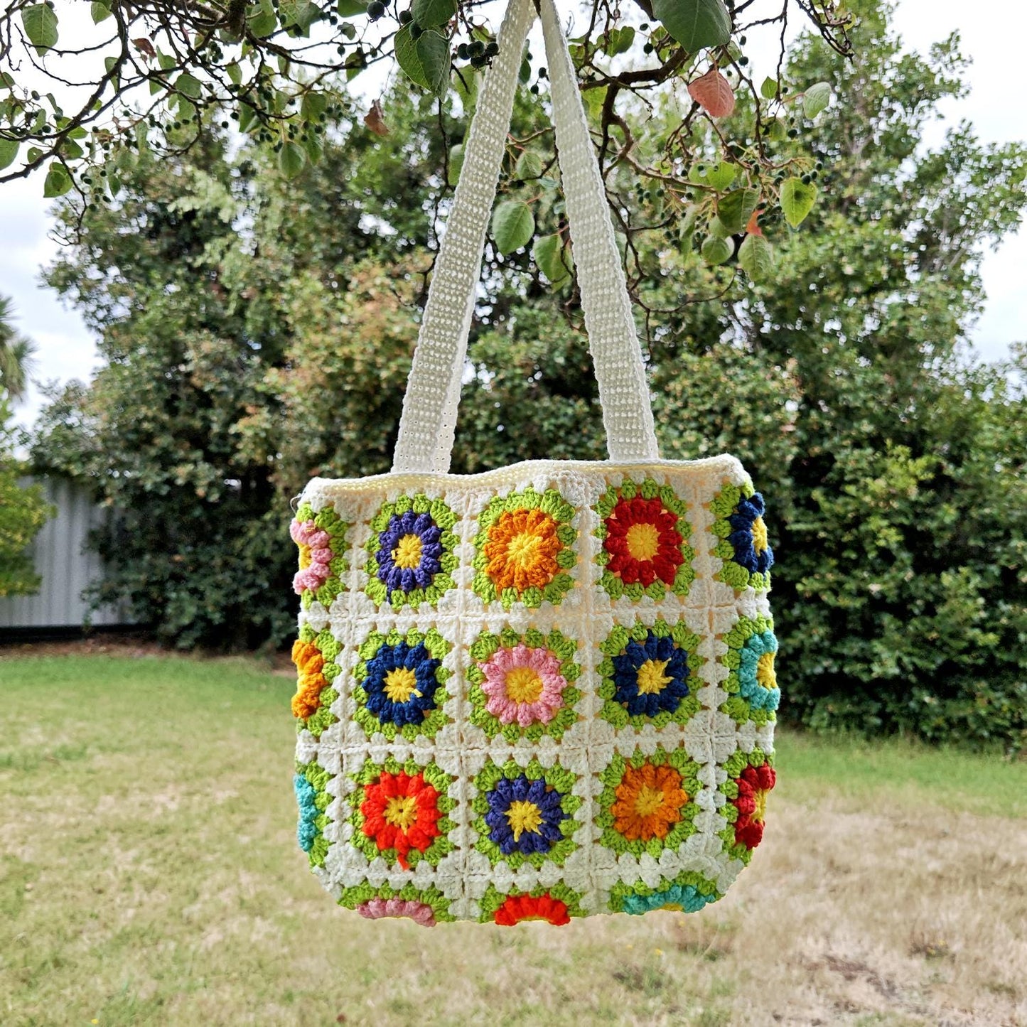 Handmade Sunny Garden Crochet Bag, Soft Shoulder Bag &amp; Tote, Gift for Her
