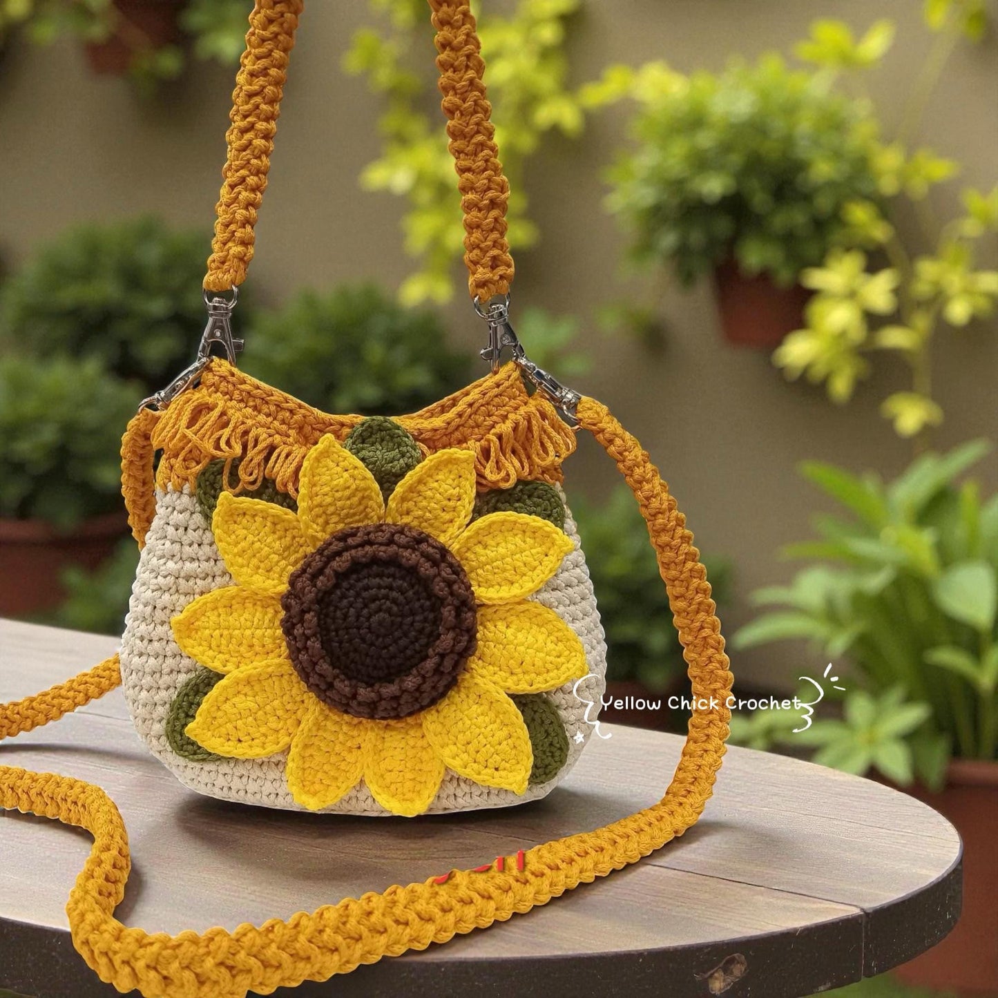 Sunflower Crochet Bag, Matching Hat, Crossbody Bag, Handle Bag, handmade sunflower bag, Lined, Zippered , Mother's Day gift, Easter gift