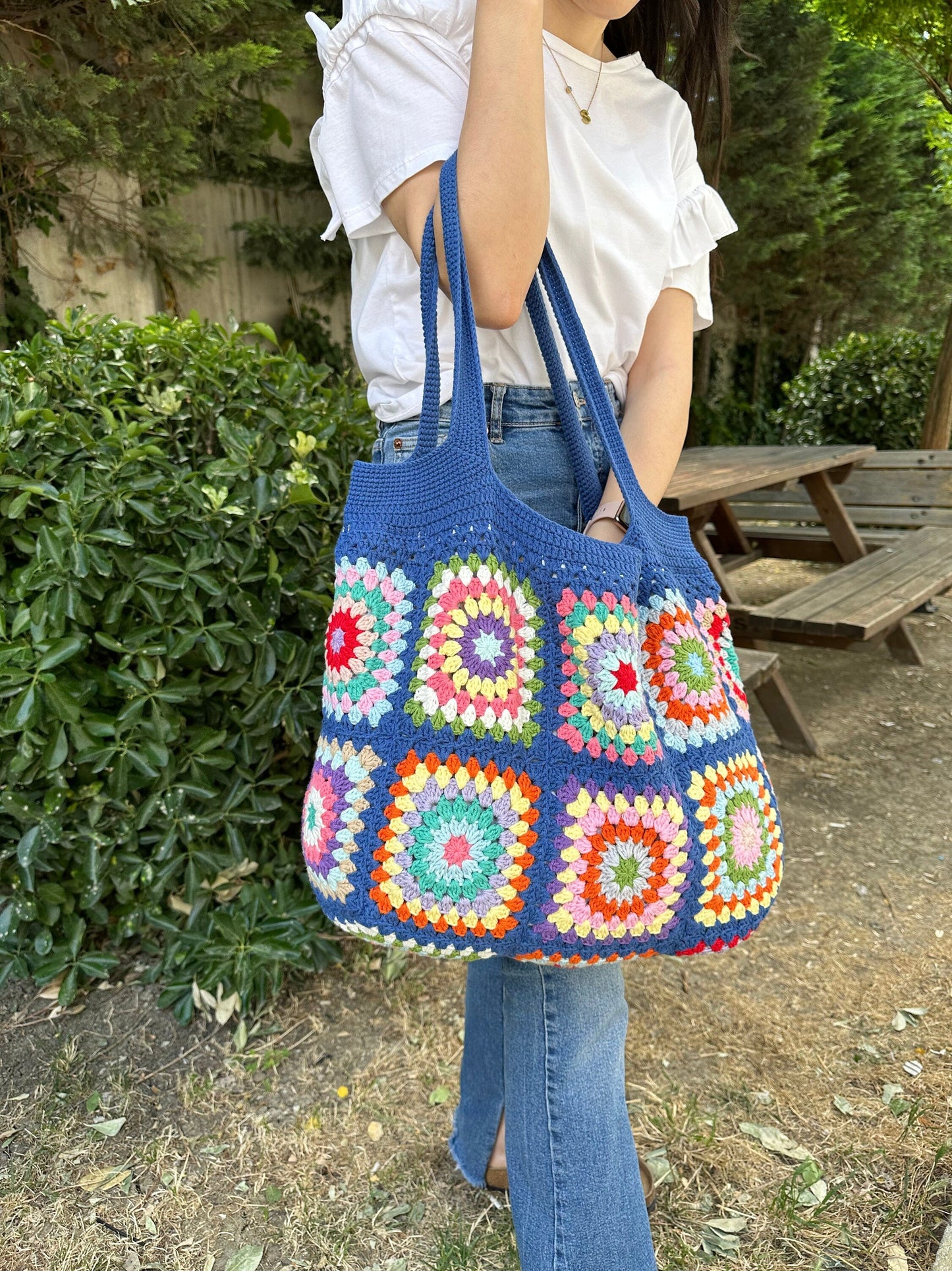 Handmade Granny Square Crochet Bag: Boho Shoulder Bag, Large Crossbody  Hobo Bag, Handbags  Women