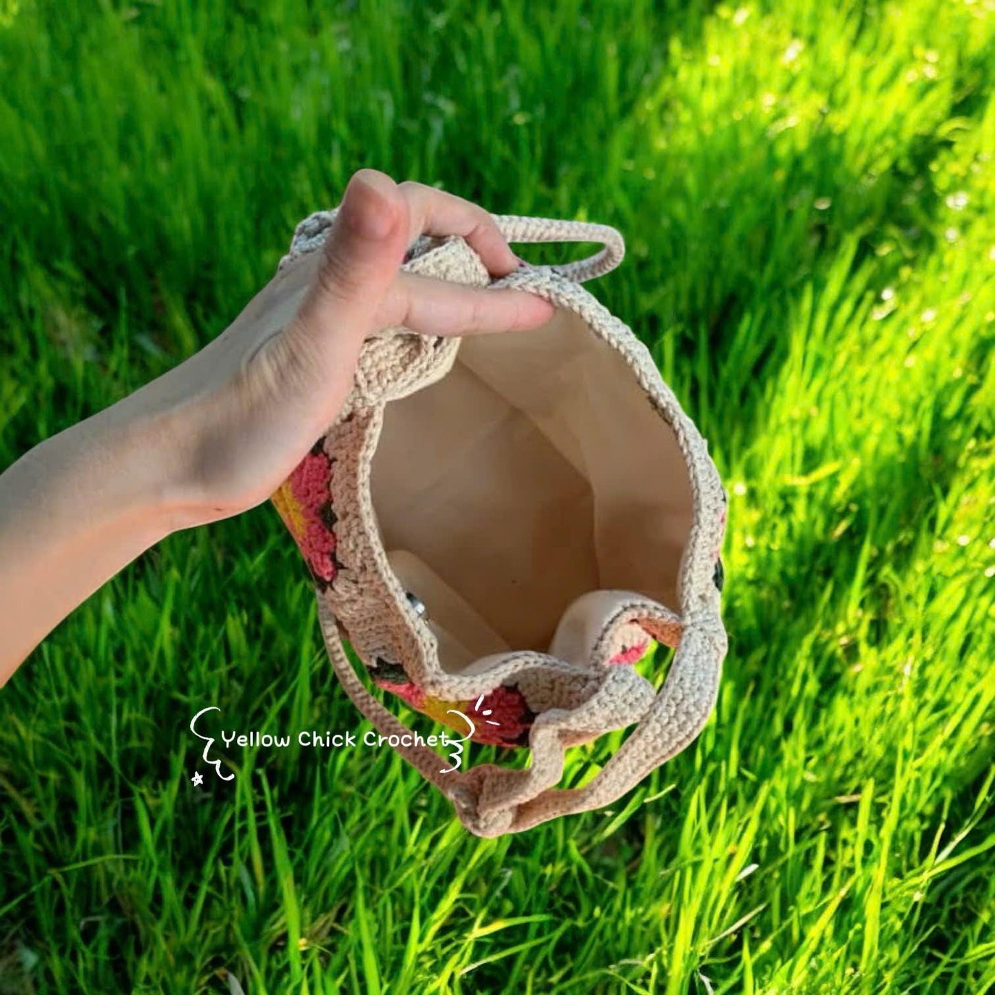Cherry Blossom Crochet Crossbody Bag, Handmade Floral Purse, Boho Style, Valentine Gift, Gift for her