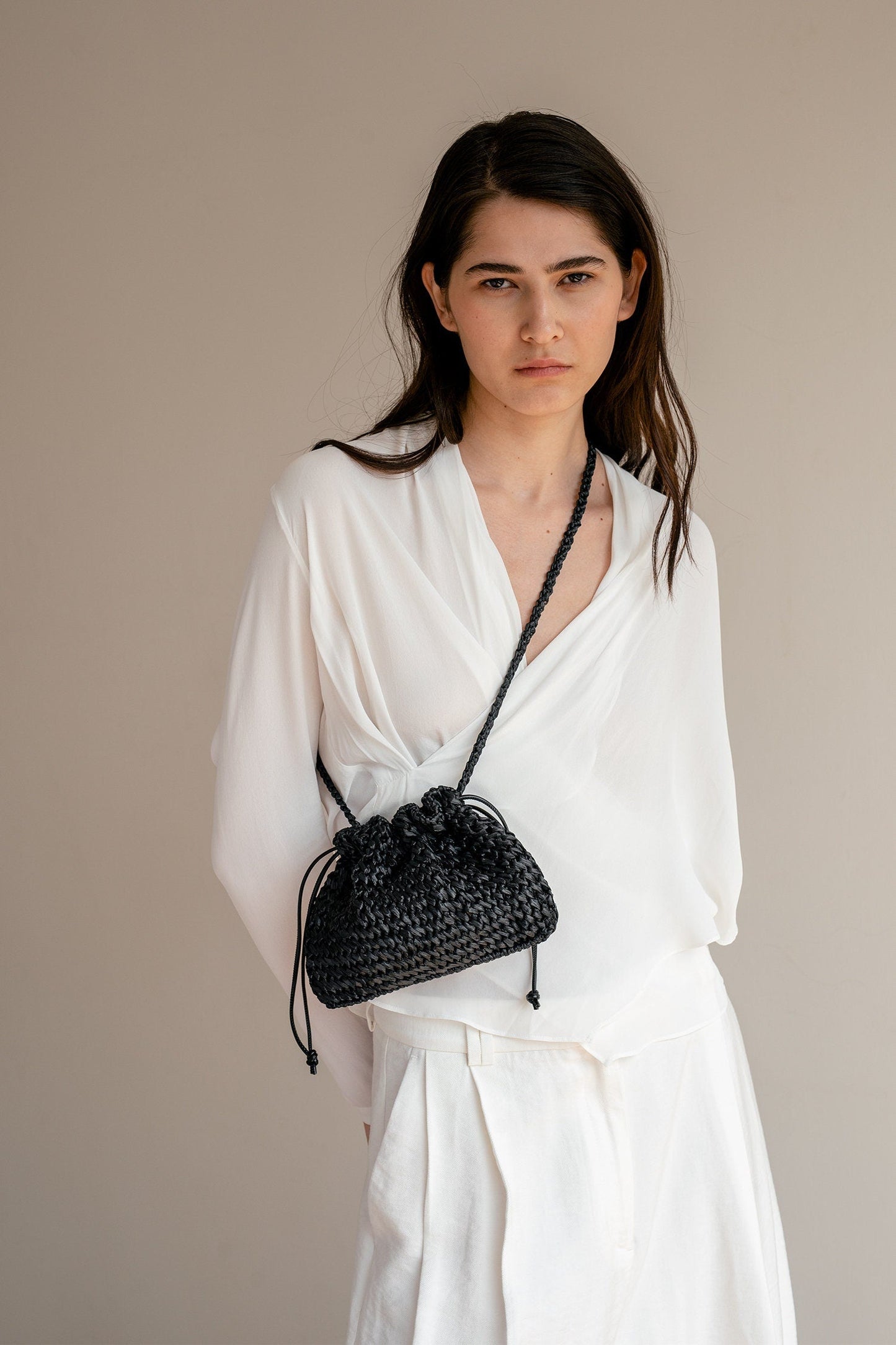Raffia Pouch Bag, Crochet Raffia Handbag, Short Strap Crossbody, Summer Wrist Bag, Minimal Straw Bag, Red Mini Bag — The Aster Raffia Pouch