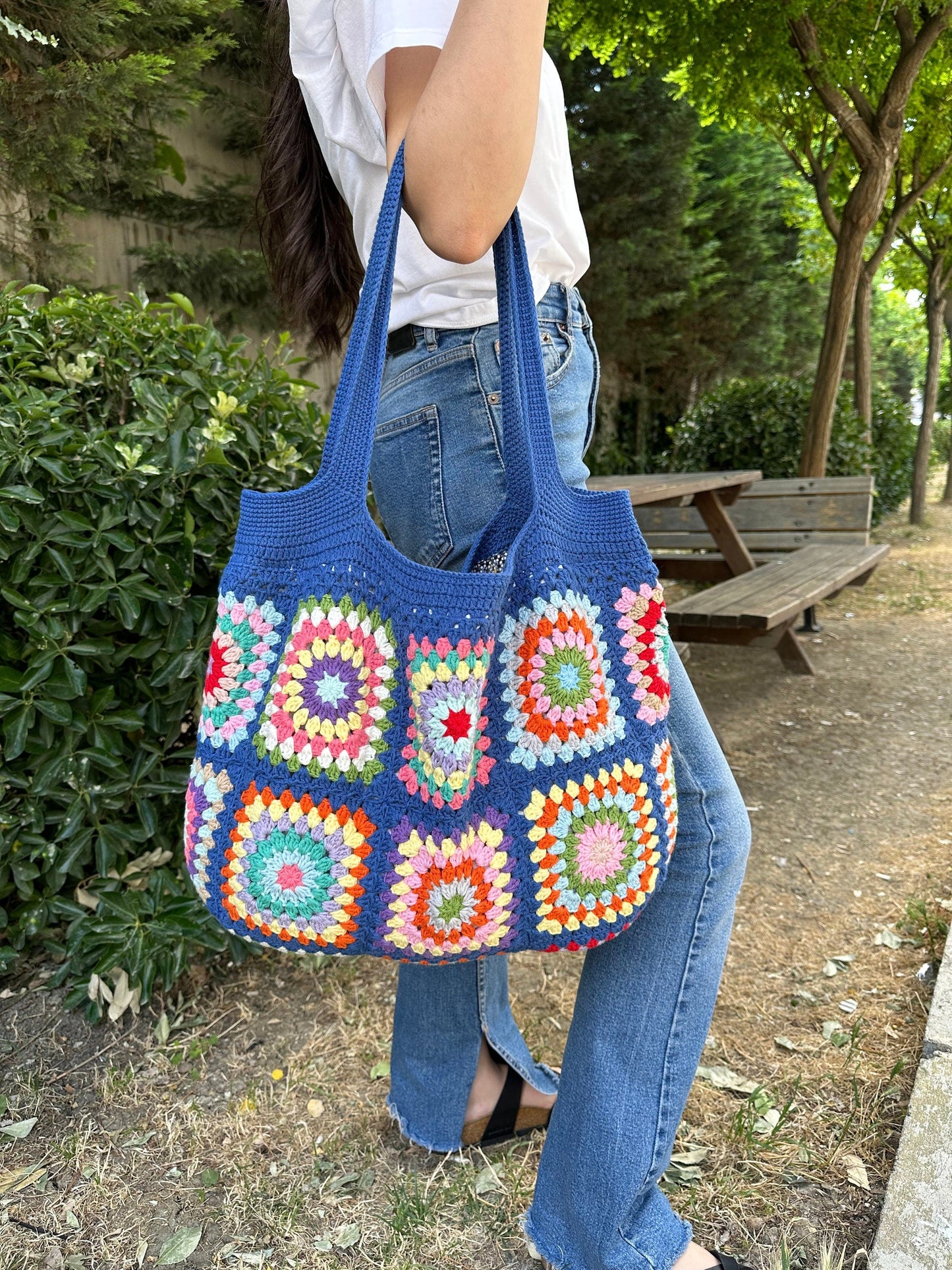 Handmade Granny Square Crochet Bag: Boho Shoulder Bag, Large Crossbody  Hobo Bag, Handbags  Women