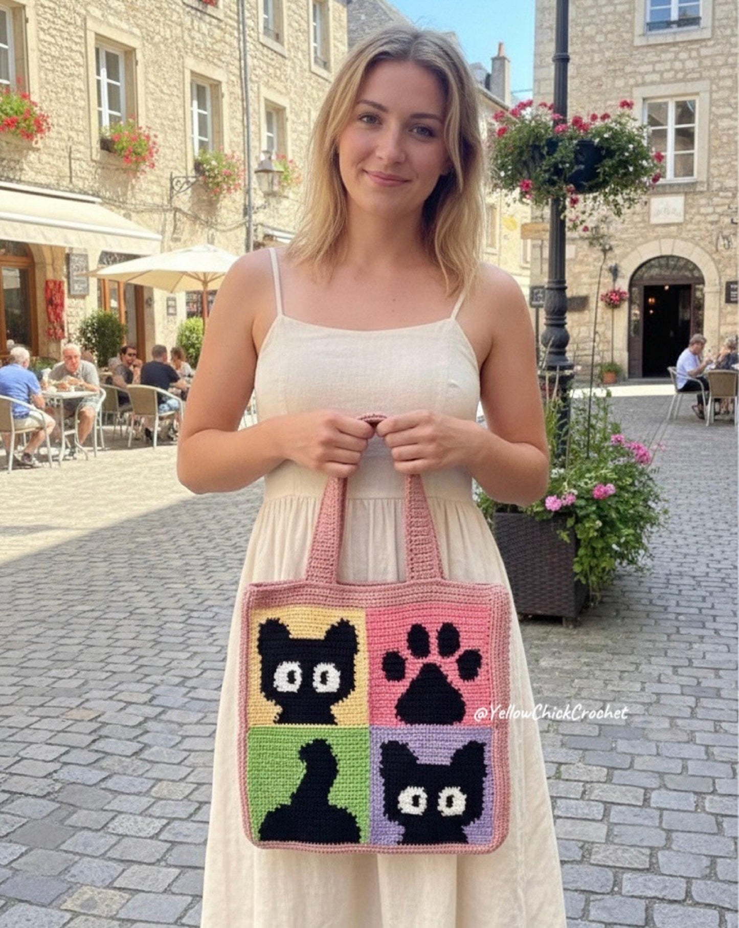 Handmade Pixel Crochet Cat Bag â€?Cute Custom Cat Tote Purse for Cat Lovers, Unique Gift for Birthday, Mother’s Day, Easter