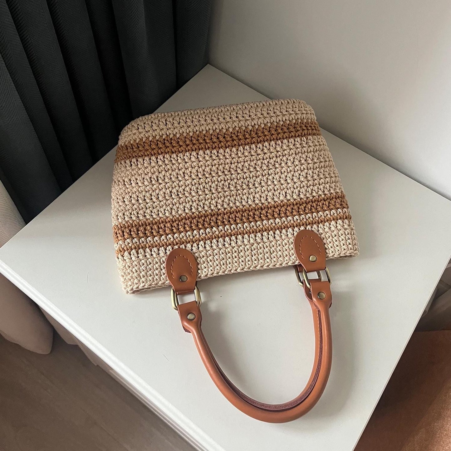 Terra Crochet Tote, Handmade Cotton Bag, Handbag Gift for Her