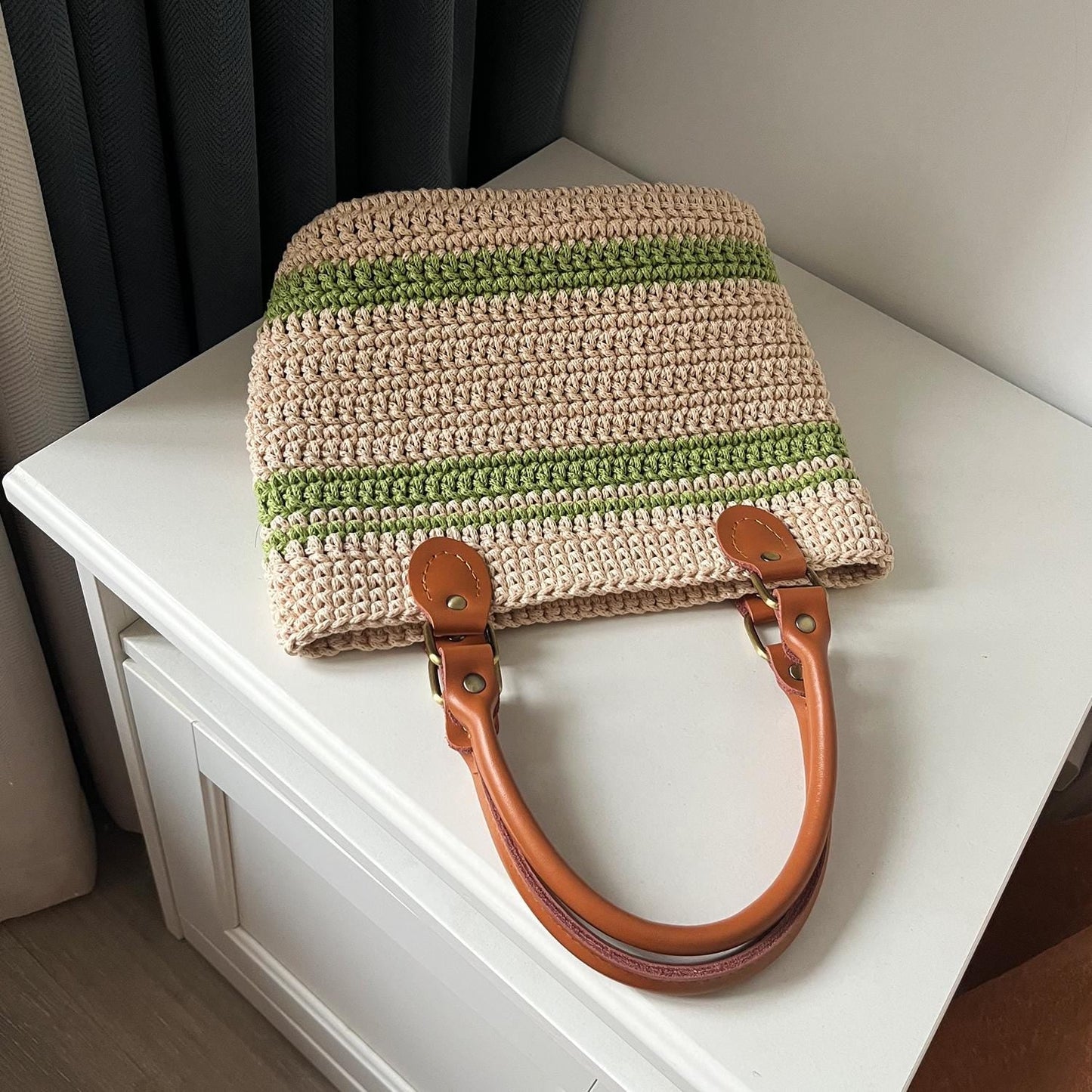 Terra Crochet Tote, Handmade Cotton Bag, Handbag Gift for Her