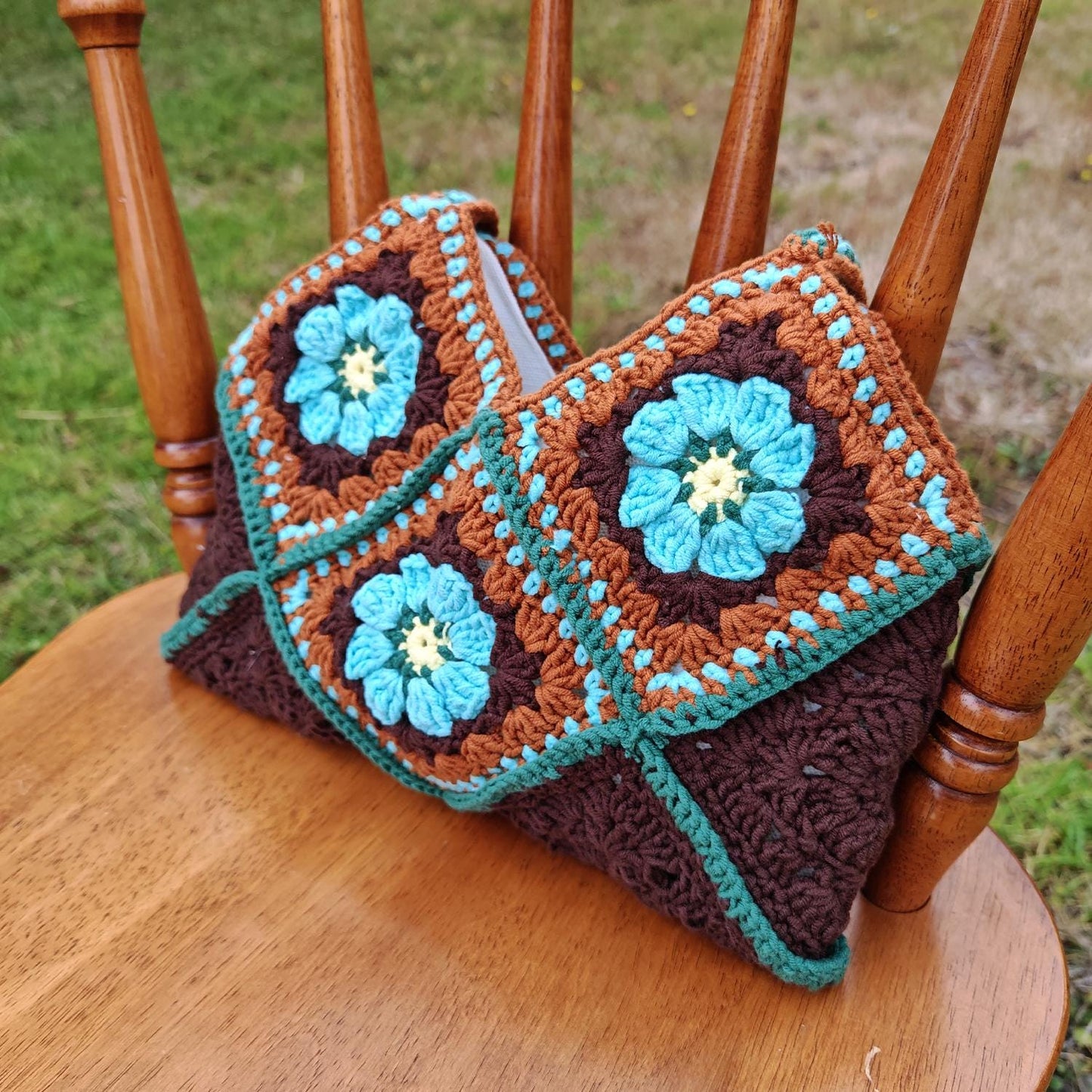 Handmade Woodland Bloom Crochet Tote, Soft Shoulder Bag, Gift for Her