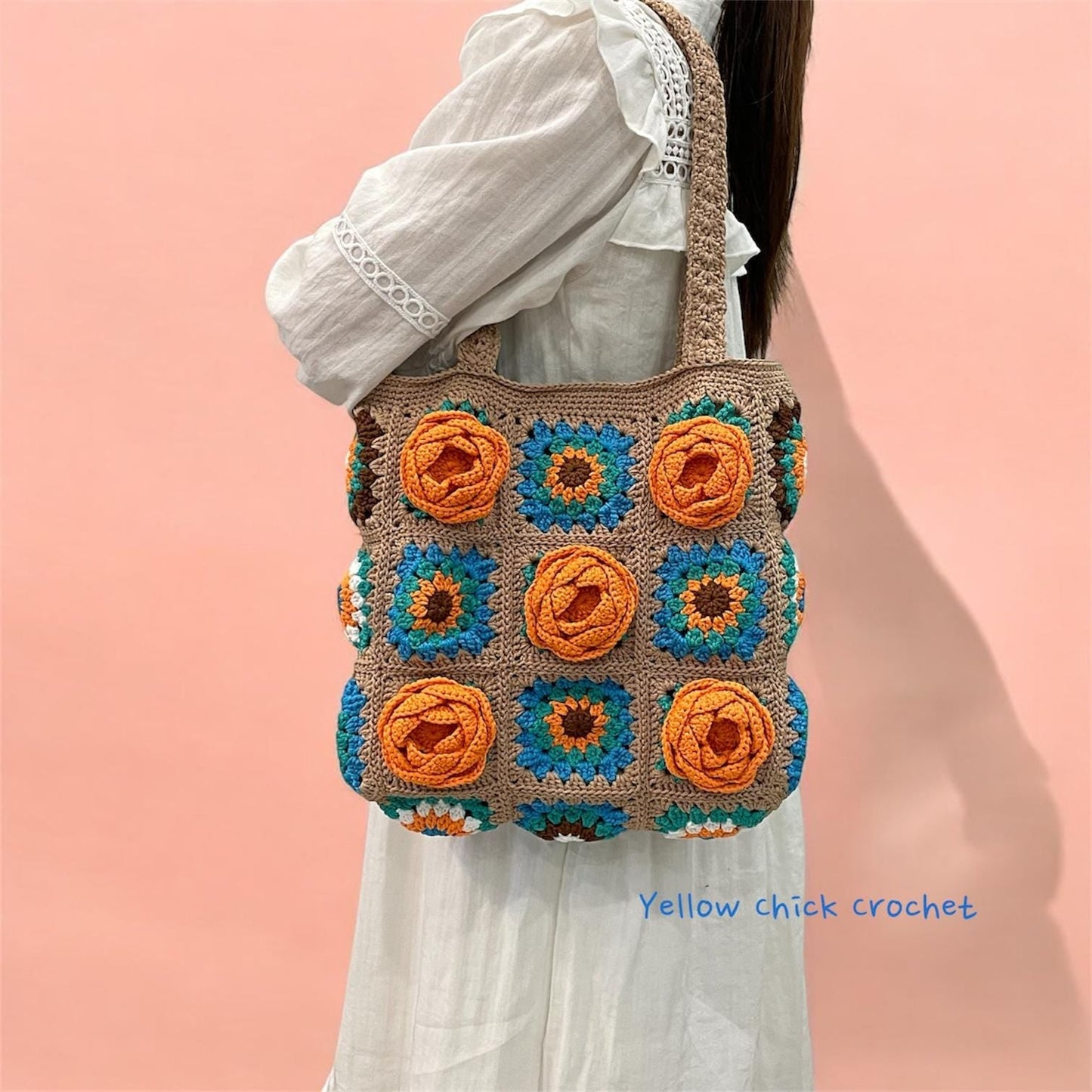 Crochet Bloom Floral Bag, Handmade Shoulder Tote, Valentine Gift, Valentine accessories, Love Bag, Flower bag
