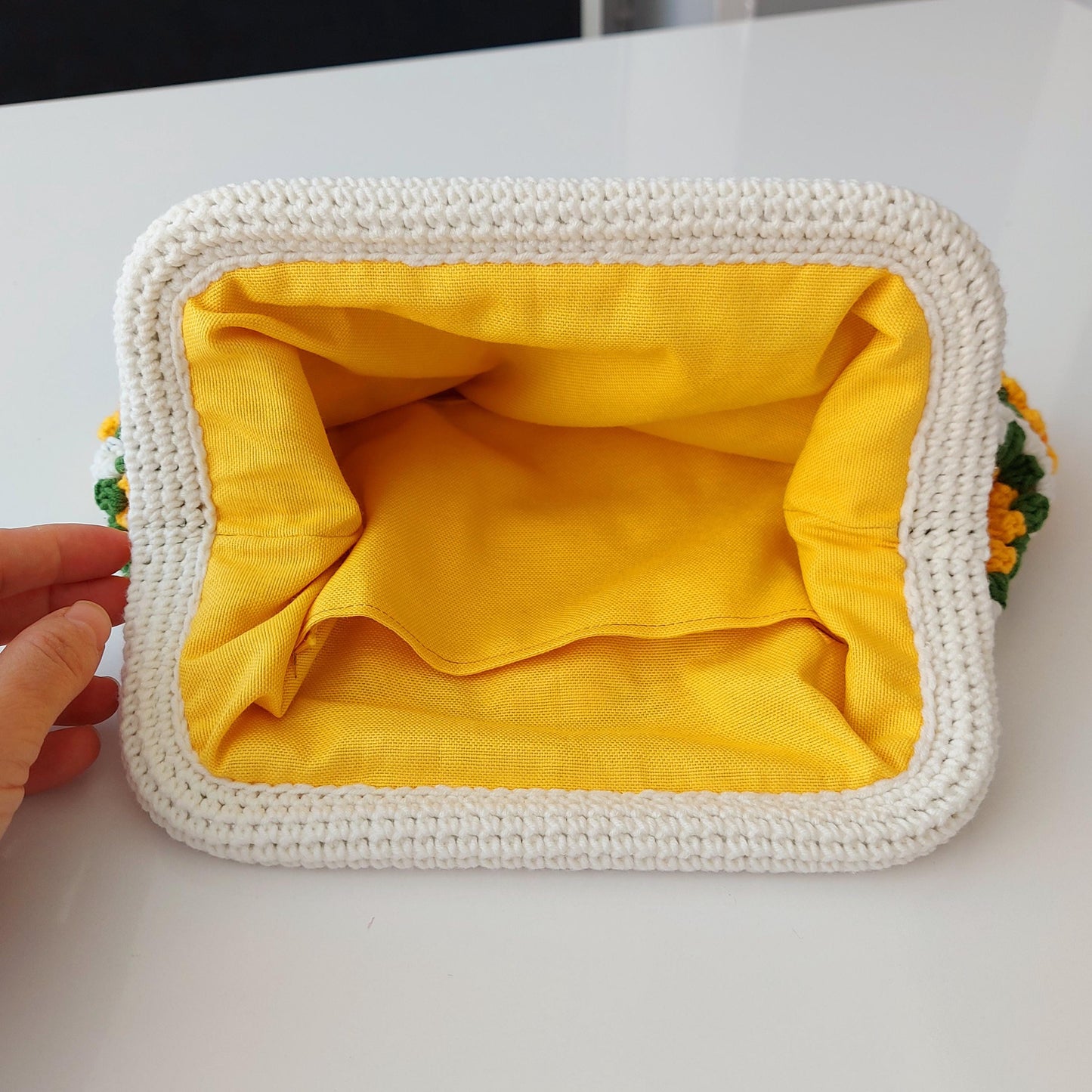 Handmade Crochet Granny Square Bag: 3D Rose Kisslock Clutch, Valentine Tote Bag