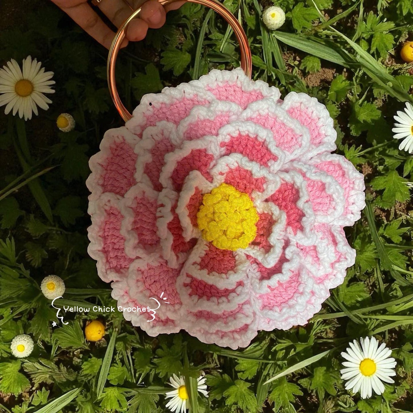 Lotus Flower Crochet Bag â€?Handmade Elegant Purse, Unique Festive Handbag, Christmas Gift for Her, New Year Gift Idea