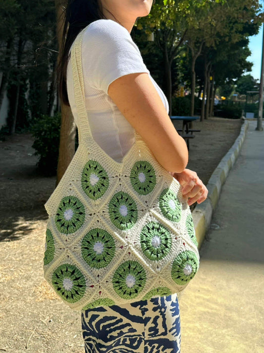 Granny Square Crochet Bag: Handmade Patchwork Boho Tote