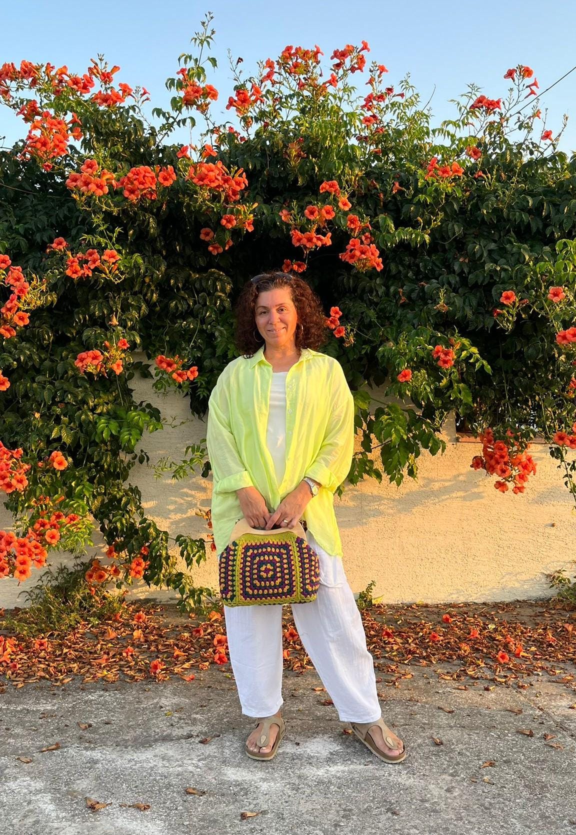 Handmade Granny Square Crochet Bag: Colorful Boho Shoulder Purse
