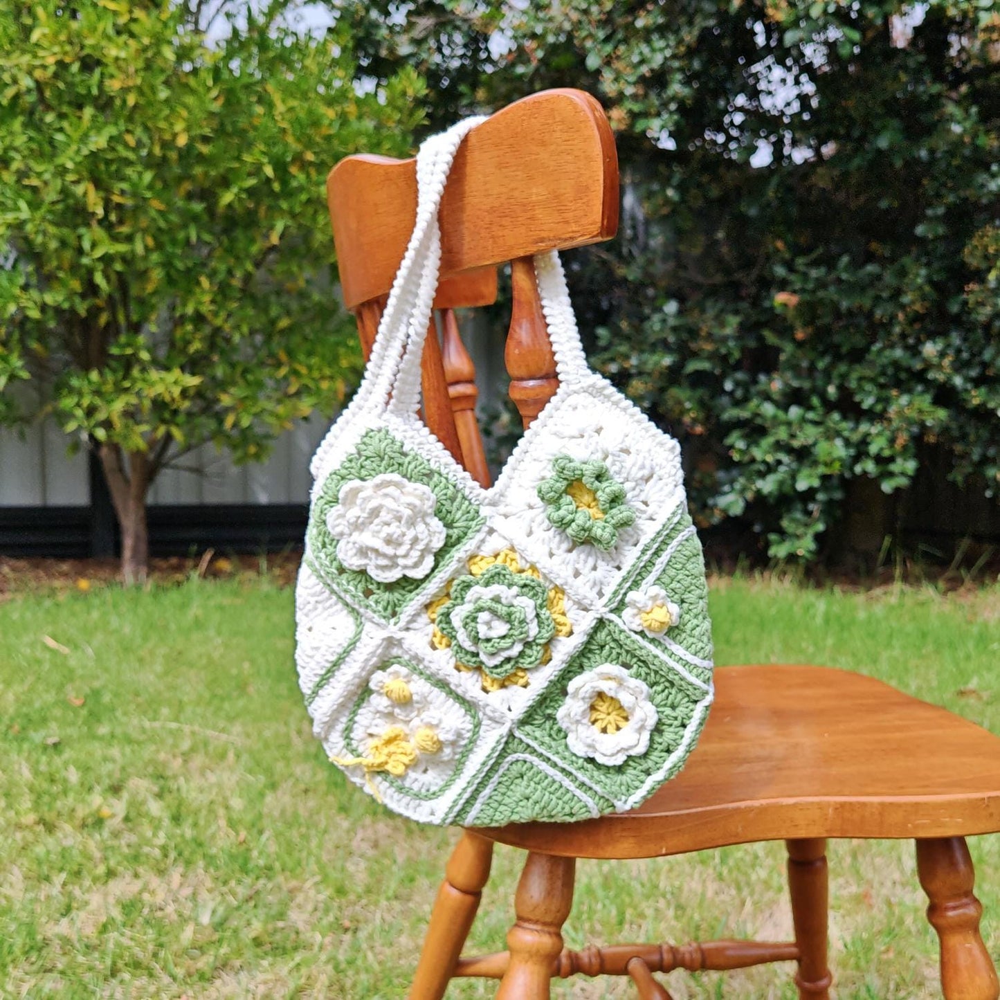 Handmade Cottage Bloom Crochet Bag, Soft Shoulder Bag &amp; Tote, Gift for Her