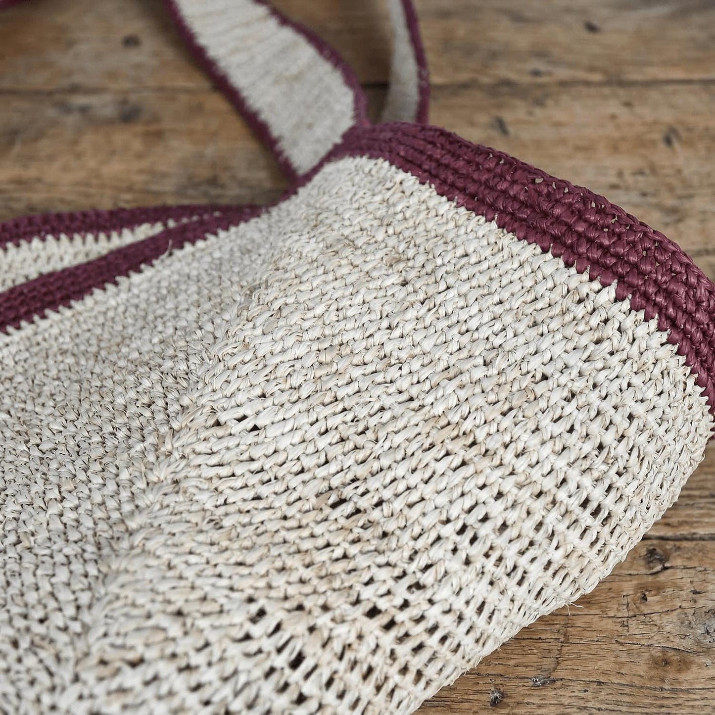 Large Angular Two Tone Slouch Raffia Straw Tote Bag