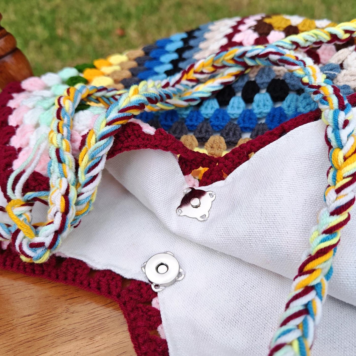 Handmade Rainbow Meadow Crochet Bag, Soft Shoulder Bag &amp; Tote, Gift for Her