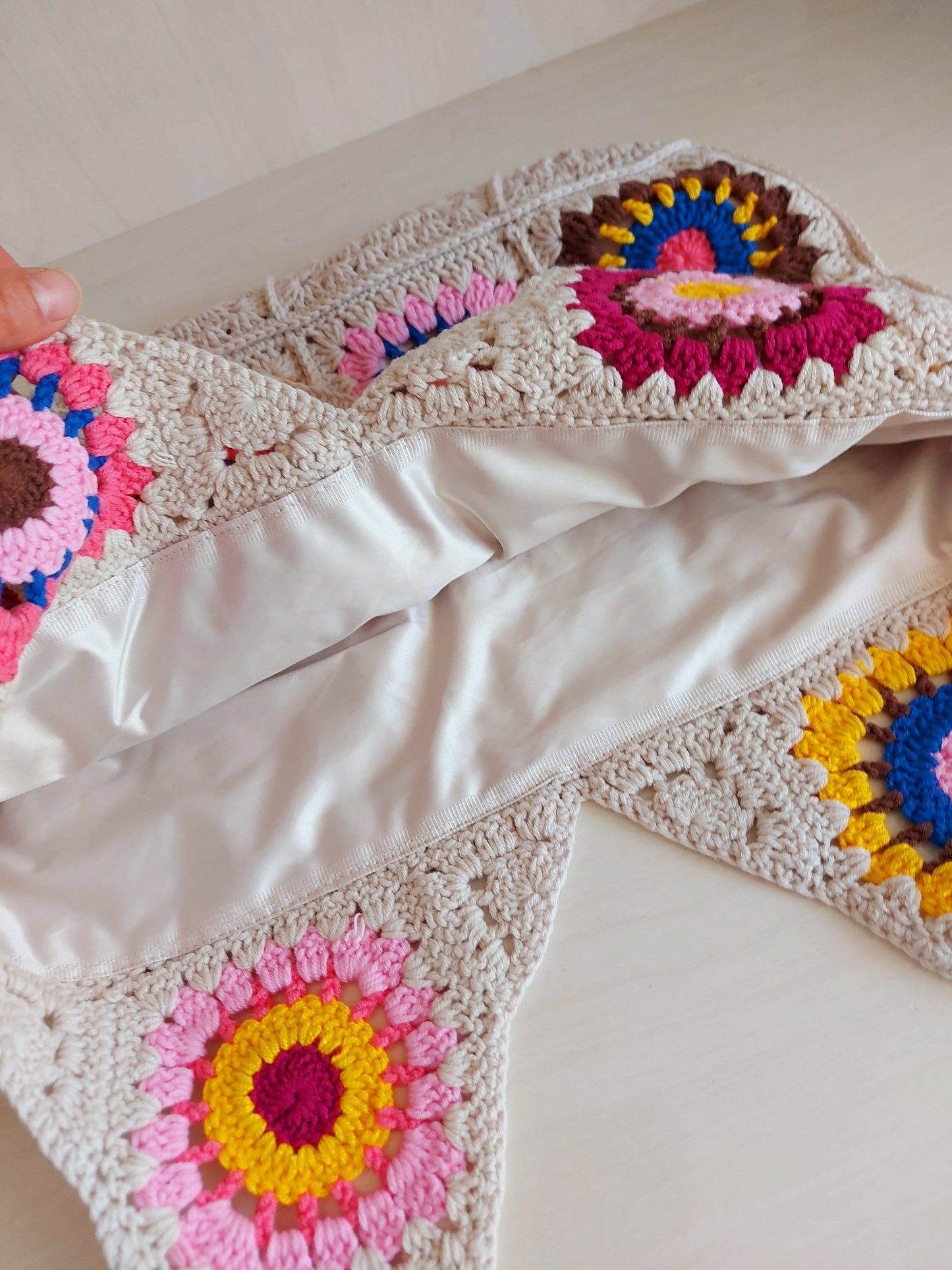 Crochet Granny Square Bag: Boho Cotton Patchwork Tote