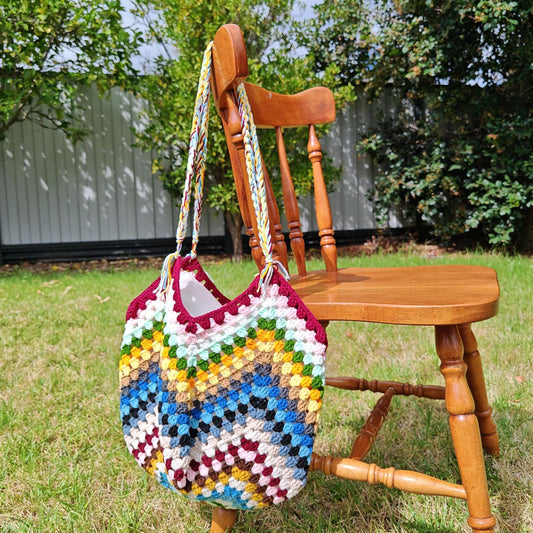Handmade Rainbow Meadow Crochet Bag, Soft Shoulder Bag &amp; Tote, Gift for Her